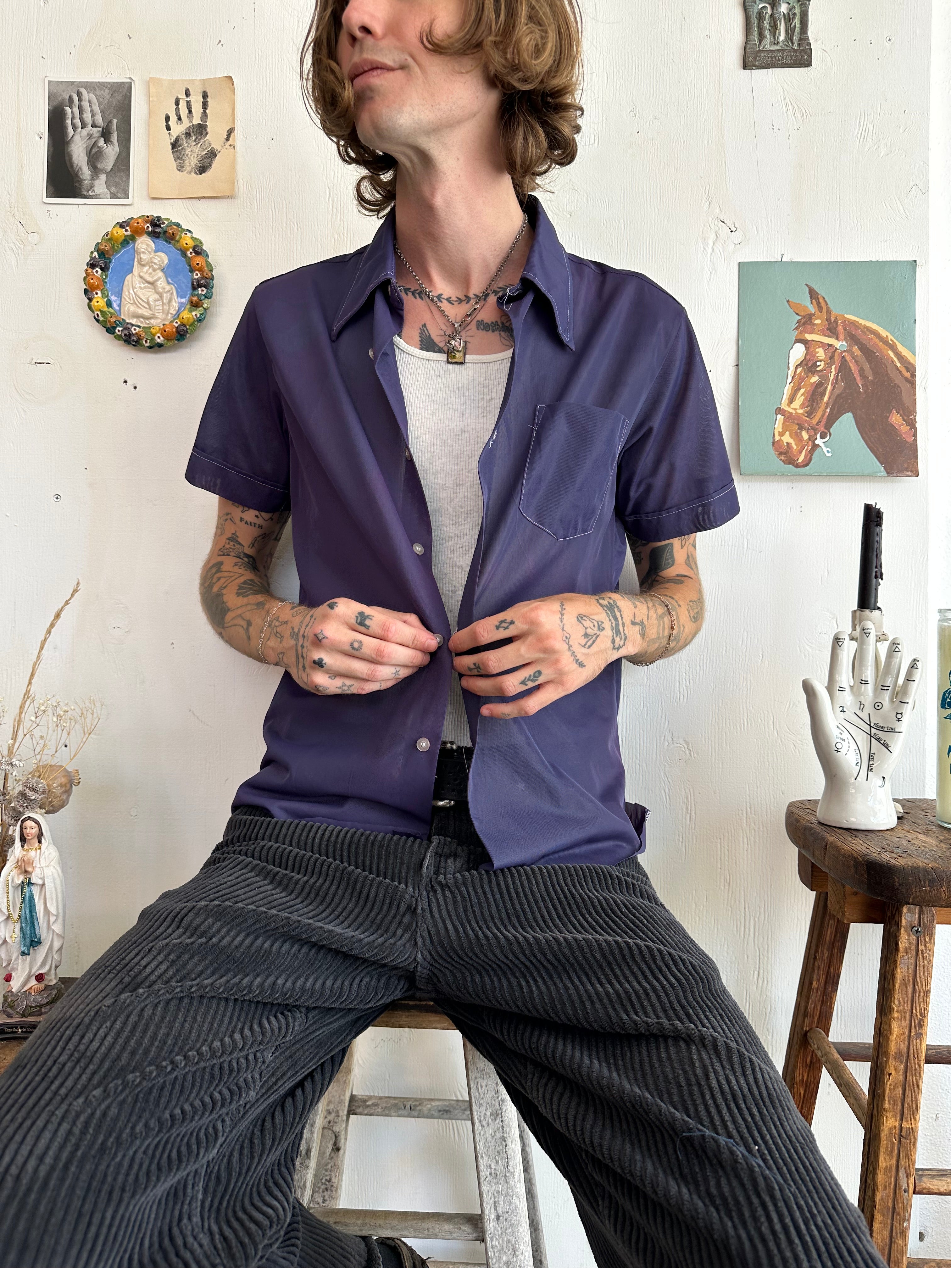 1970s Nylon Button Up (M)