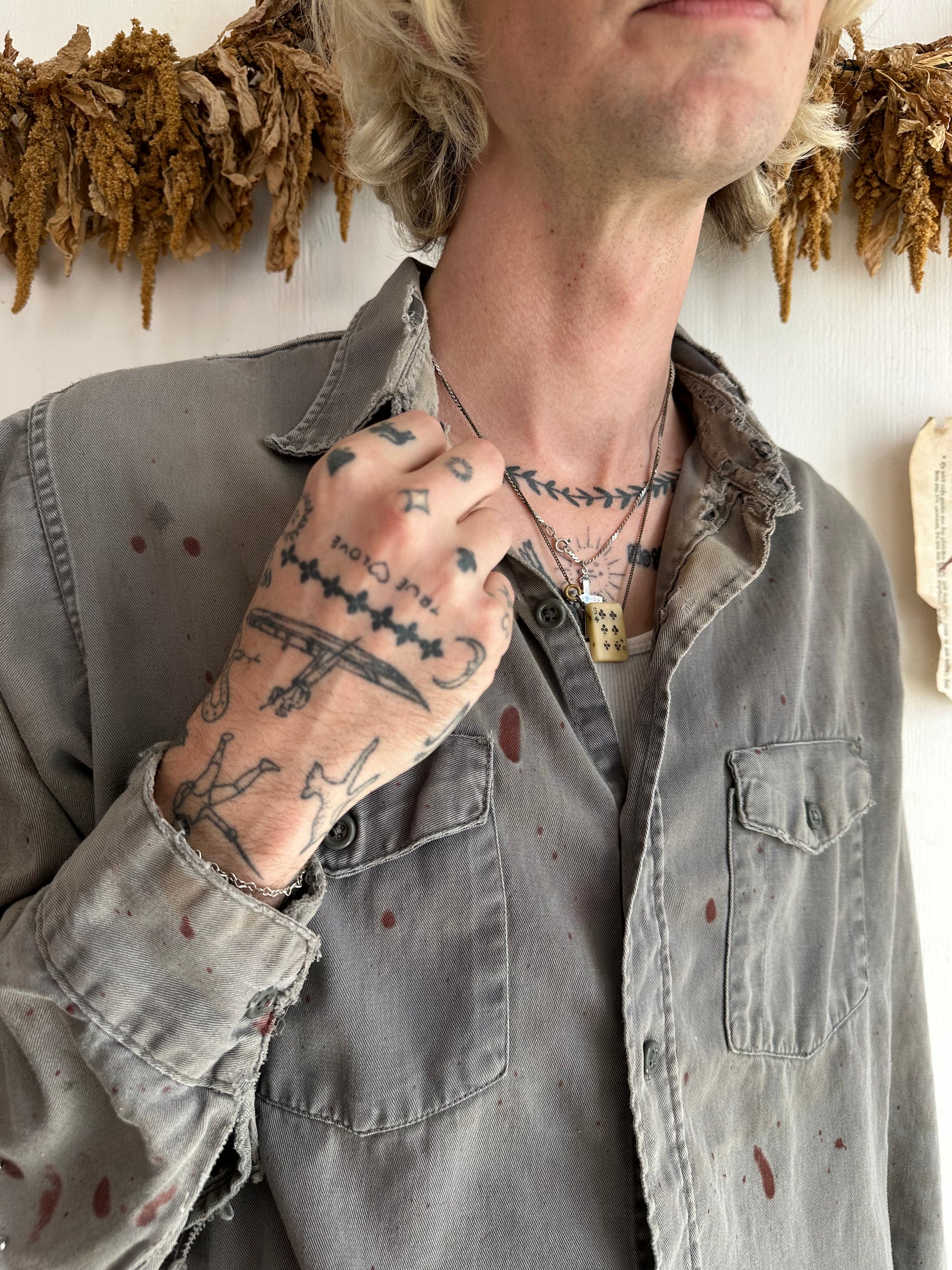 1940s Thrashed Faded Black Key Imperial Work Shirt