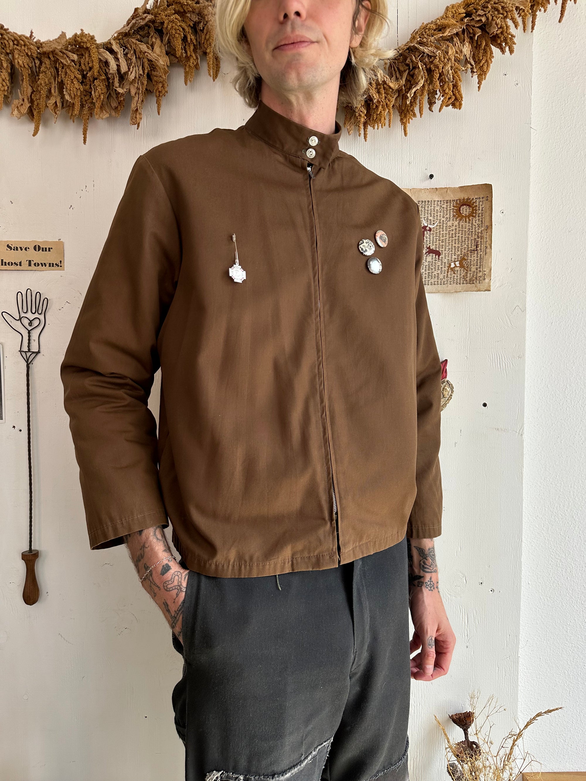 1950s Union Made Lined Driving Jacket W/ Pins