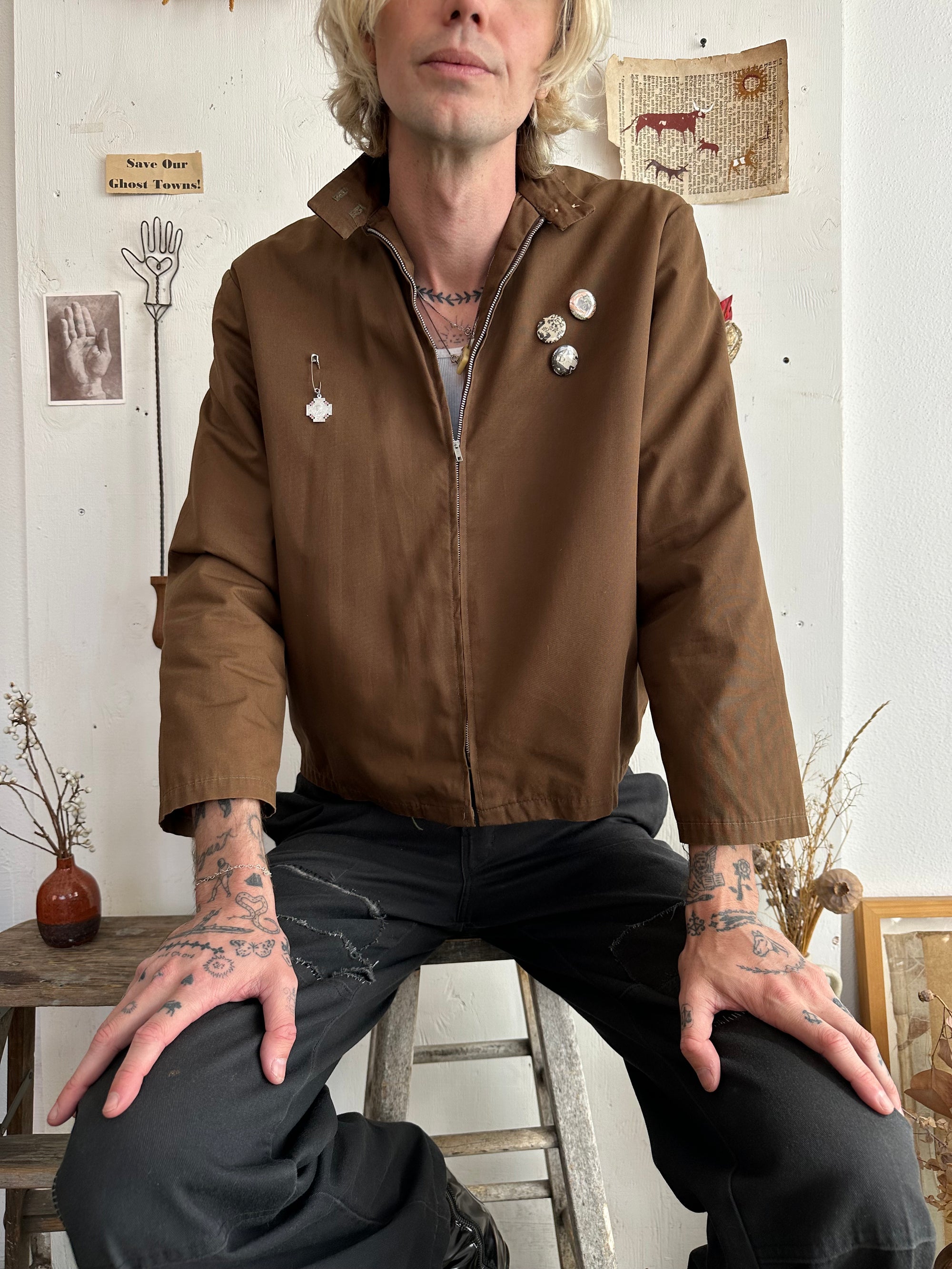 1950s Union Made Lined Driving Jacket W/ Pins