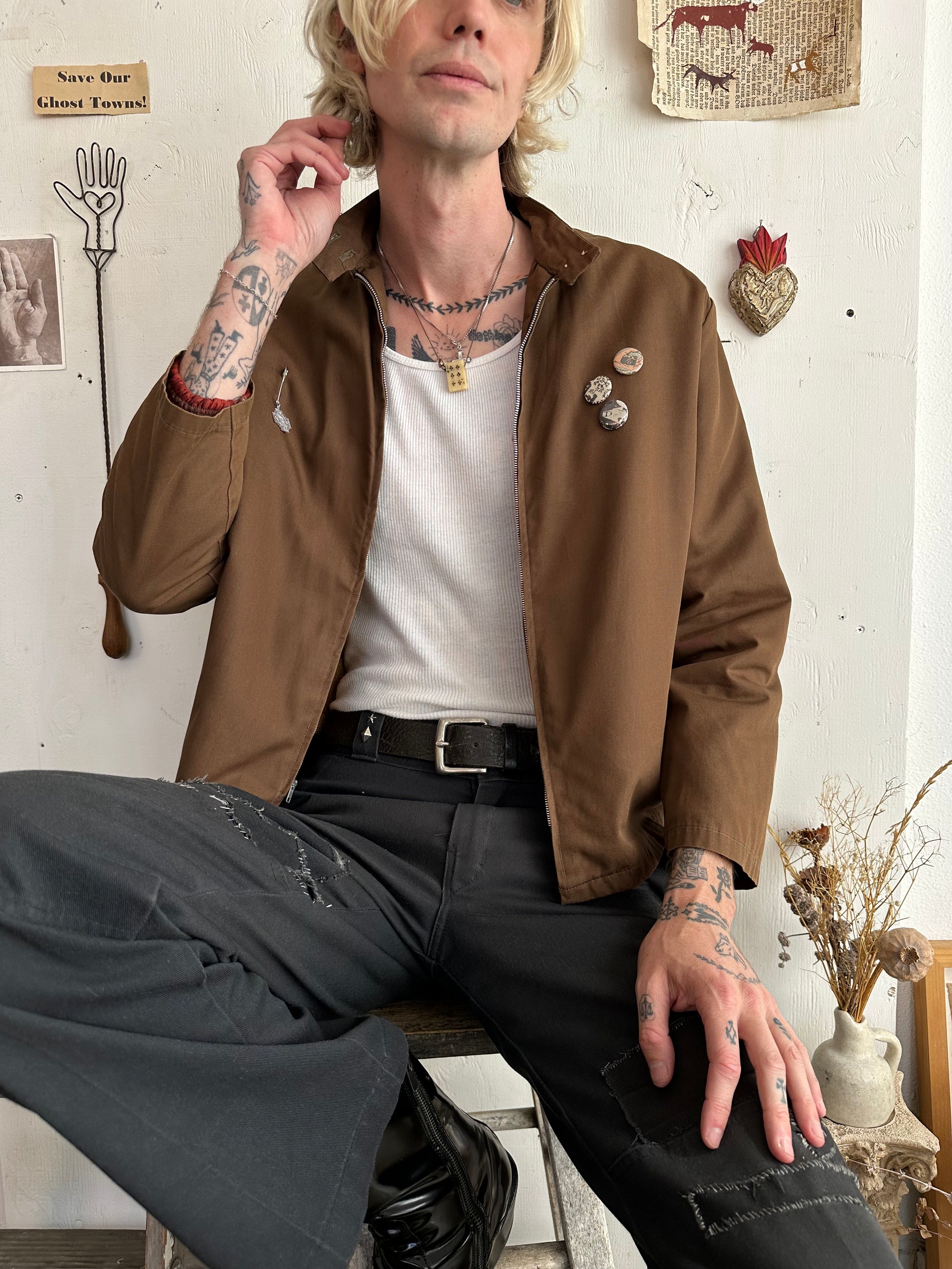 1950s Union Made Lined Driving Jacket W/ Pins