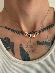 Vintage Playing Card Ceramic Bead Necklace (16")