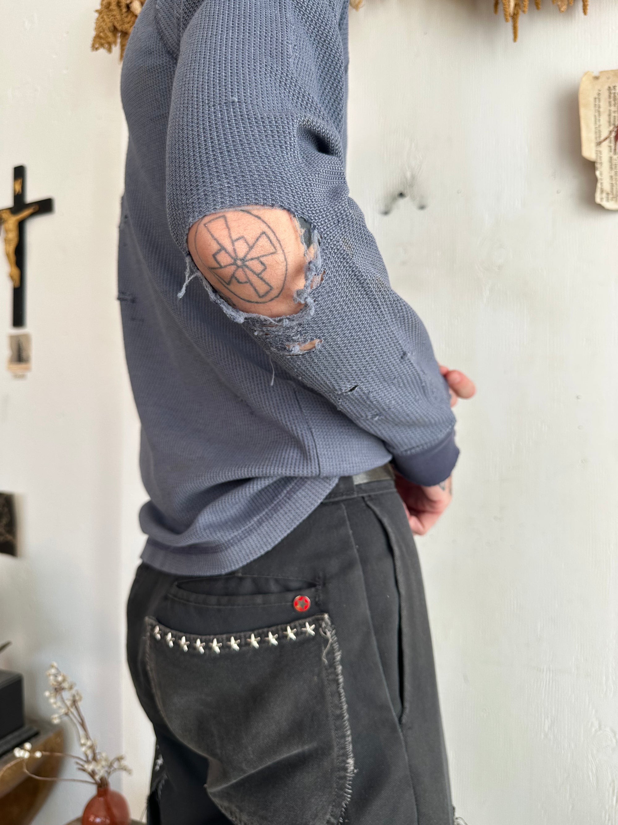 2000s Thrashed Slate Blue Thermal