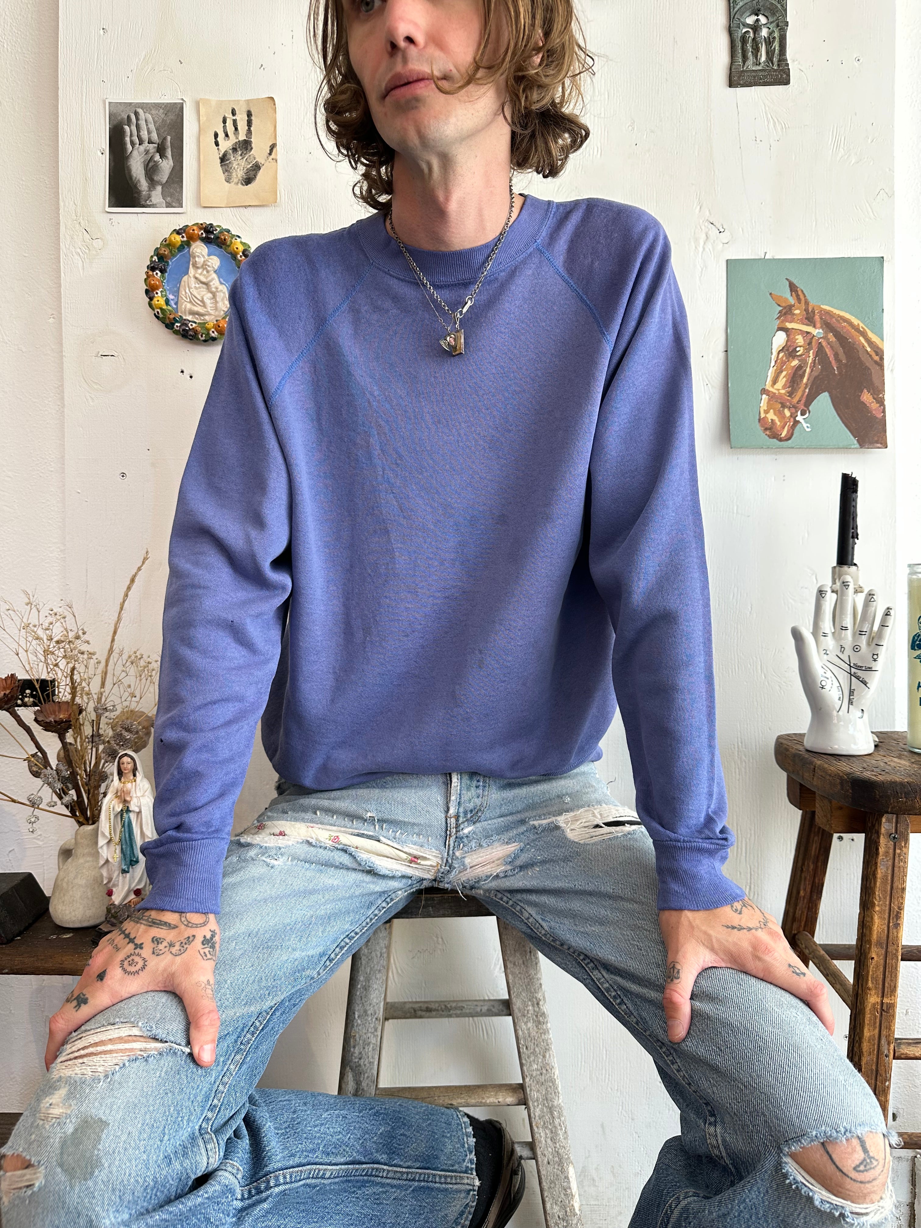 1980s Paper Thin Blue Sweatshirt (Boxy M/L)