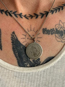 Vintage Prayer Hands Pendant Necklace (18")