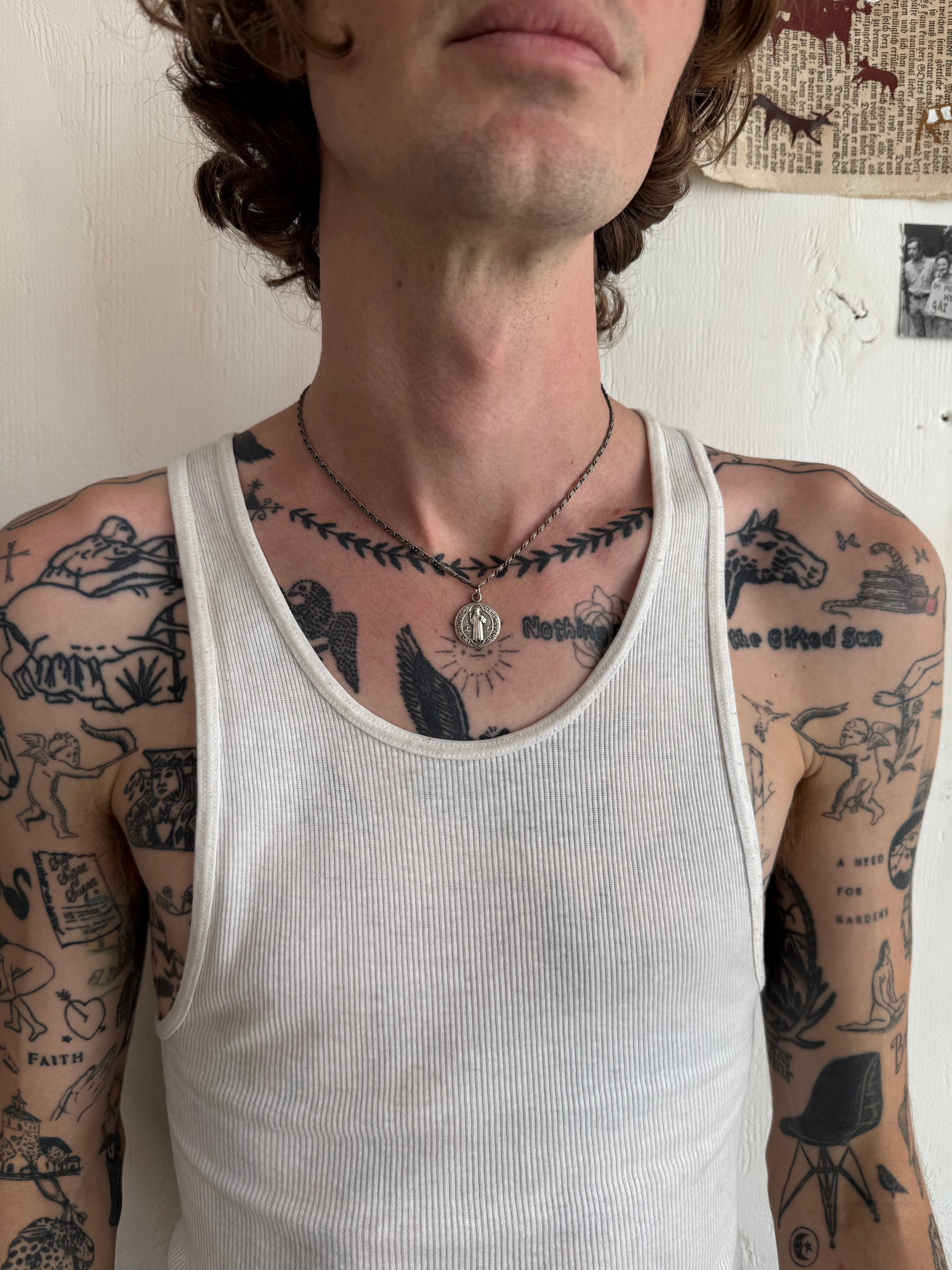 Vintage Religious Pendant Necklace (16")