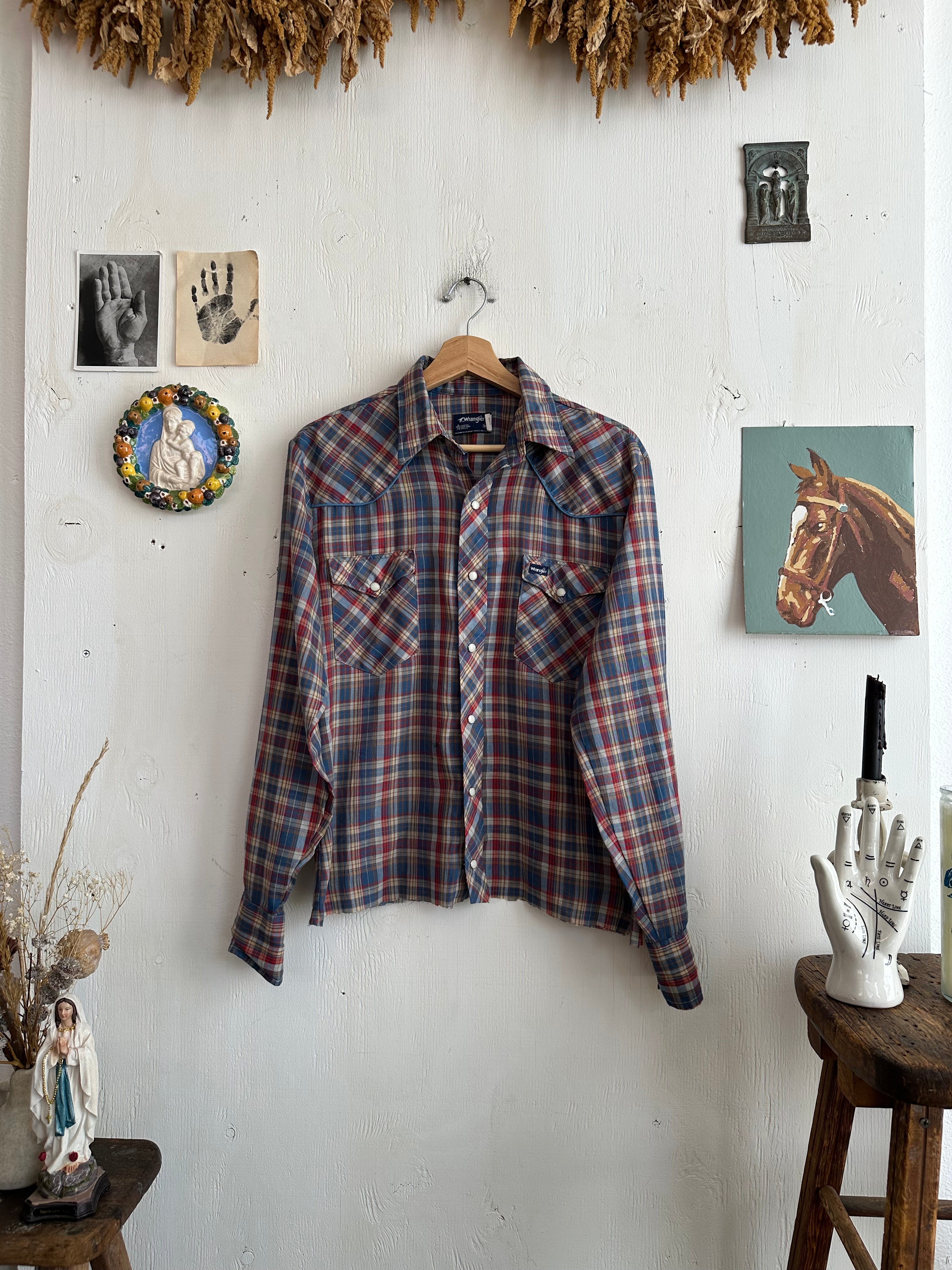 1970s Chopped Paper Thin Western Shirt (Boxy M)