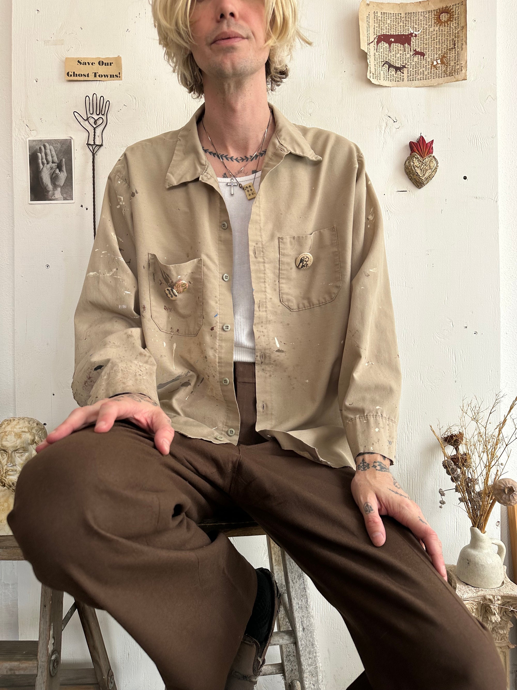 1990s Painter Work Shirt W/ Pins