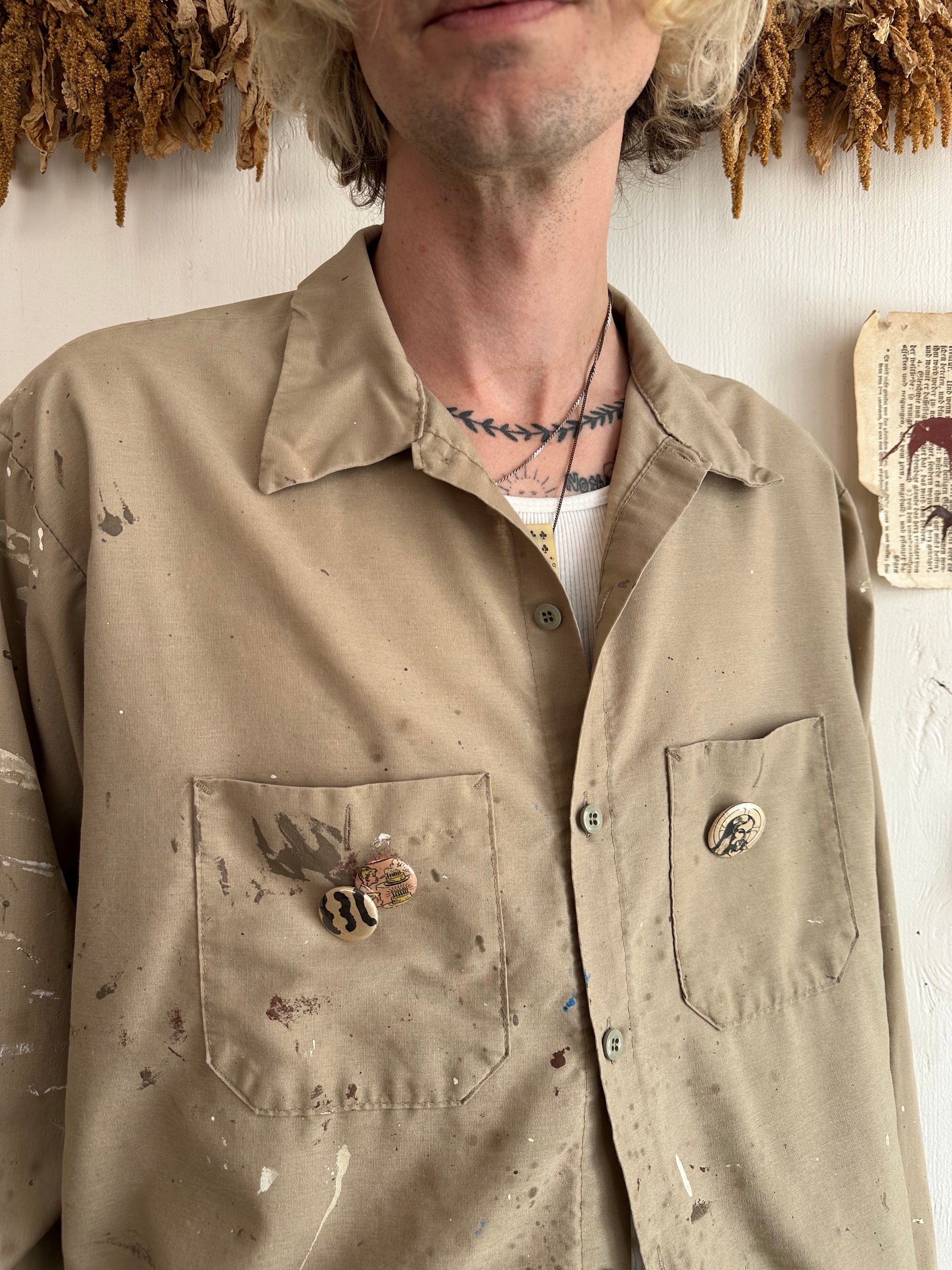 1990s Painter Work Shirt W/ Pins