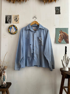 1970s Thrashed Work Shirt W/ Pins (Boxy M)