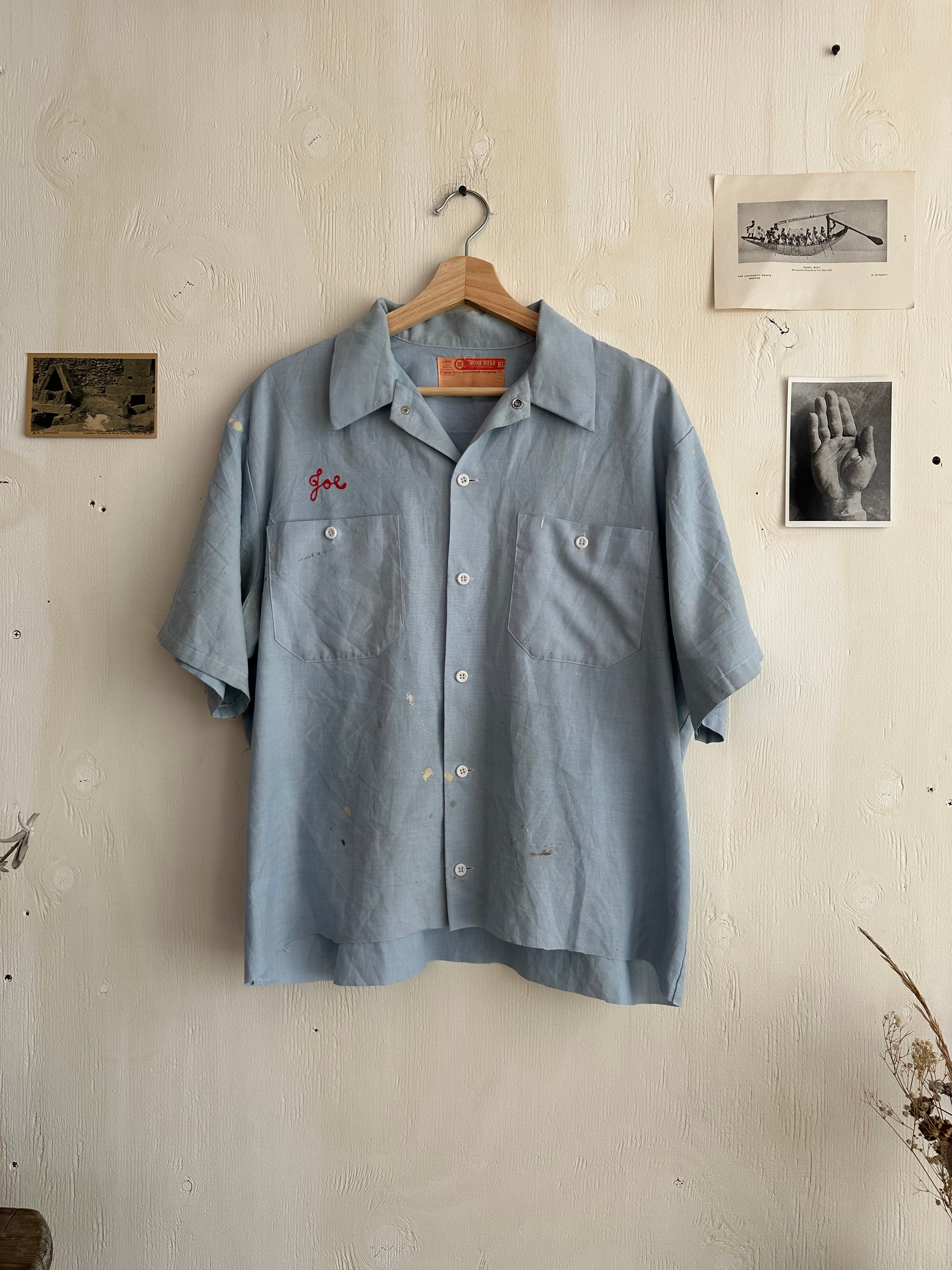 1970s Chopped Light Blue Mechanic Shirt (Boxy M/L)