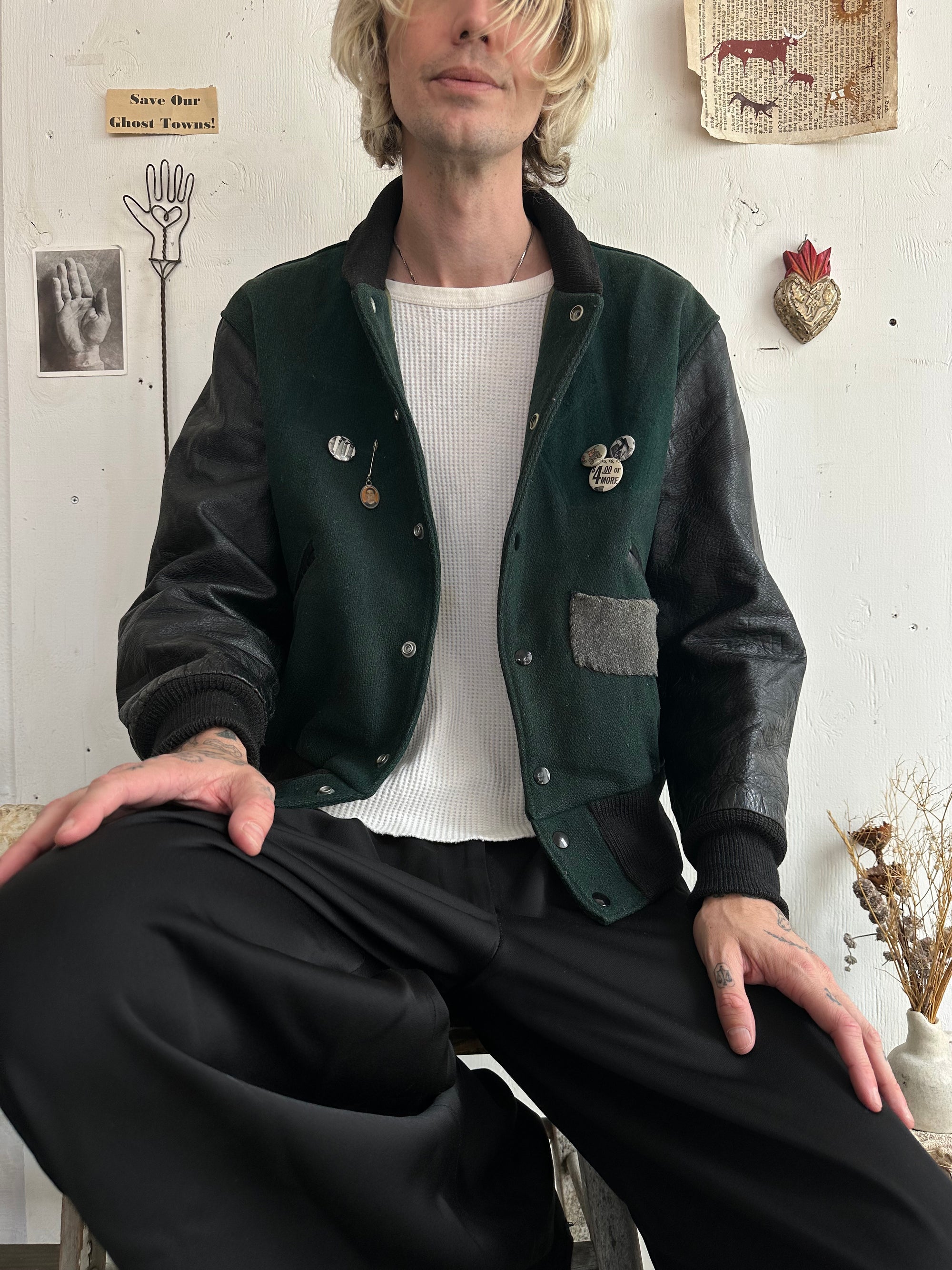 1950s Perfect Letterman Jacket W/ Soft Leather Sleeves