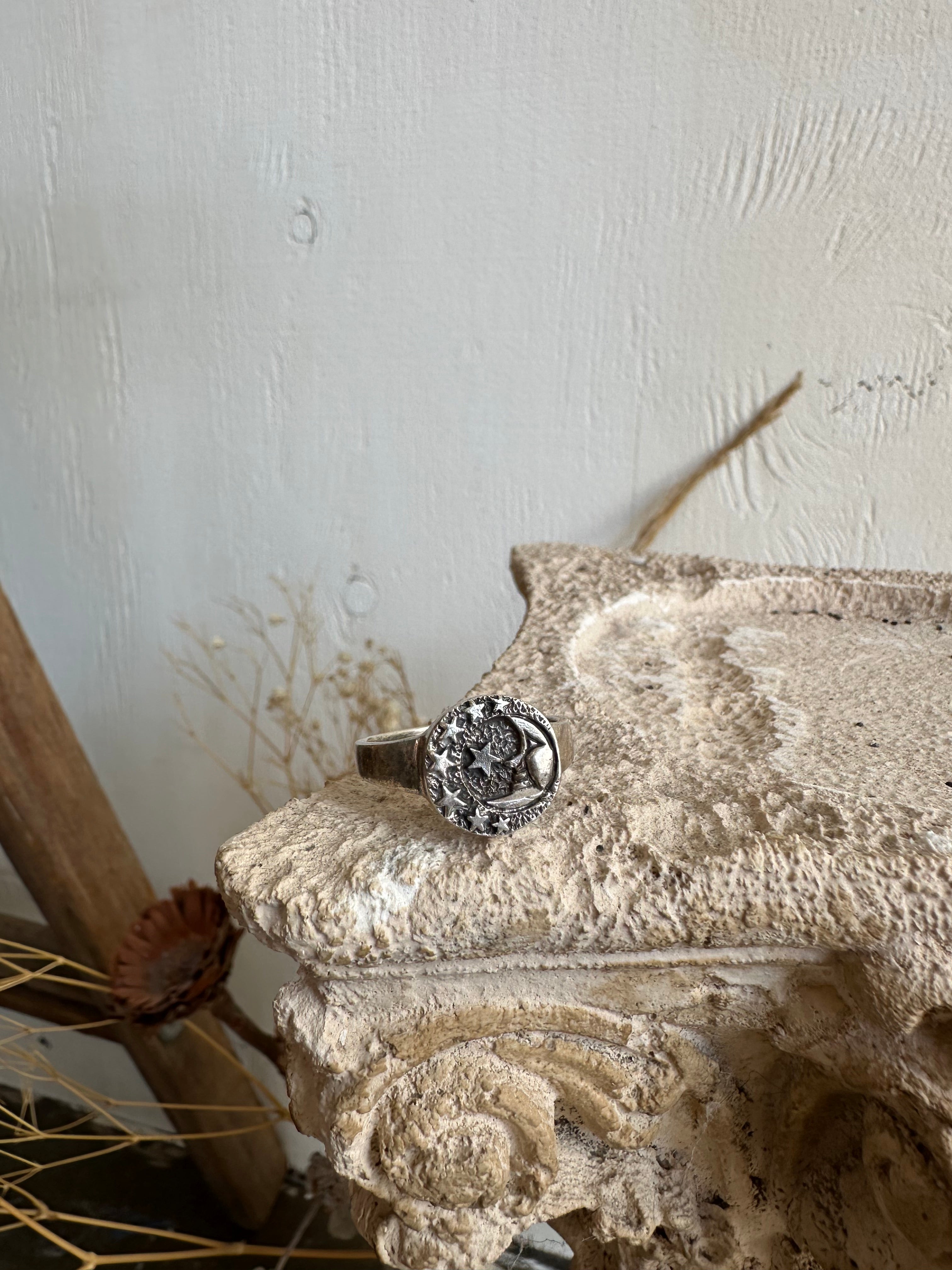Vintage Sterling Stars and Crescent Moon Ring