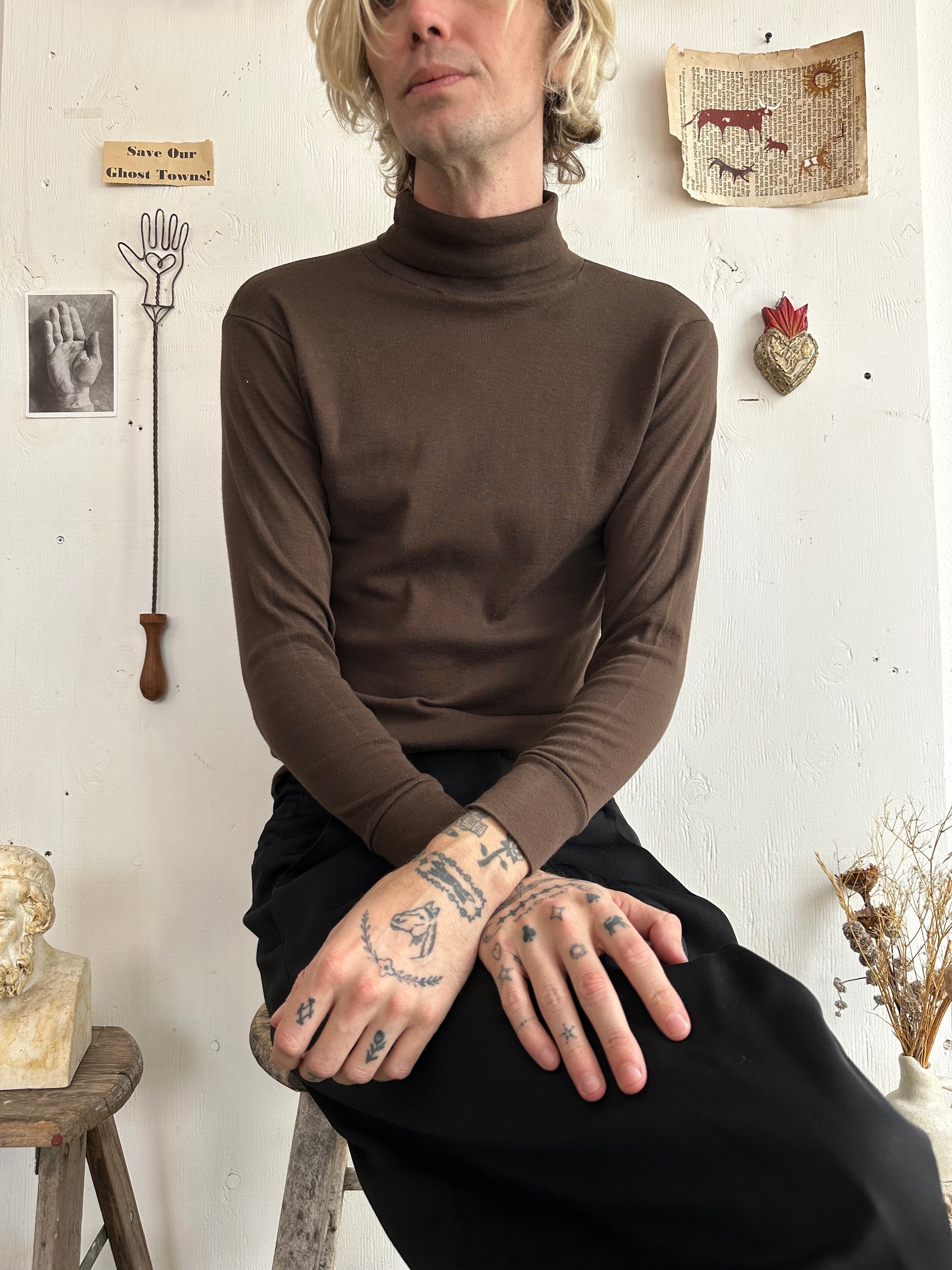 1980s Chocolate Brown Turtle Neck