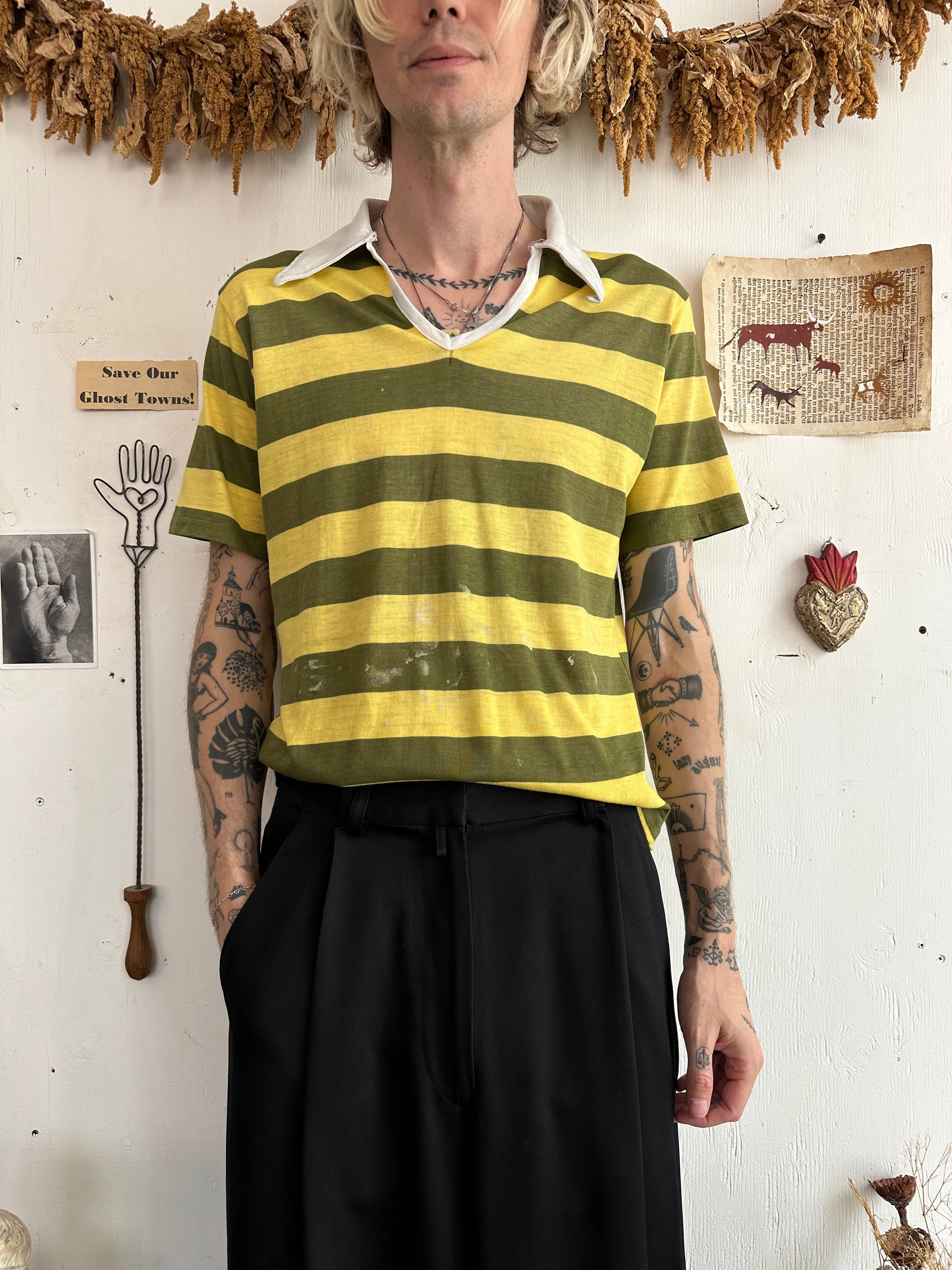 1970s Paper Thin Striped Polo