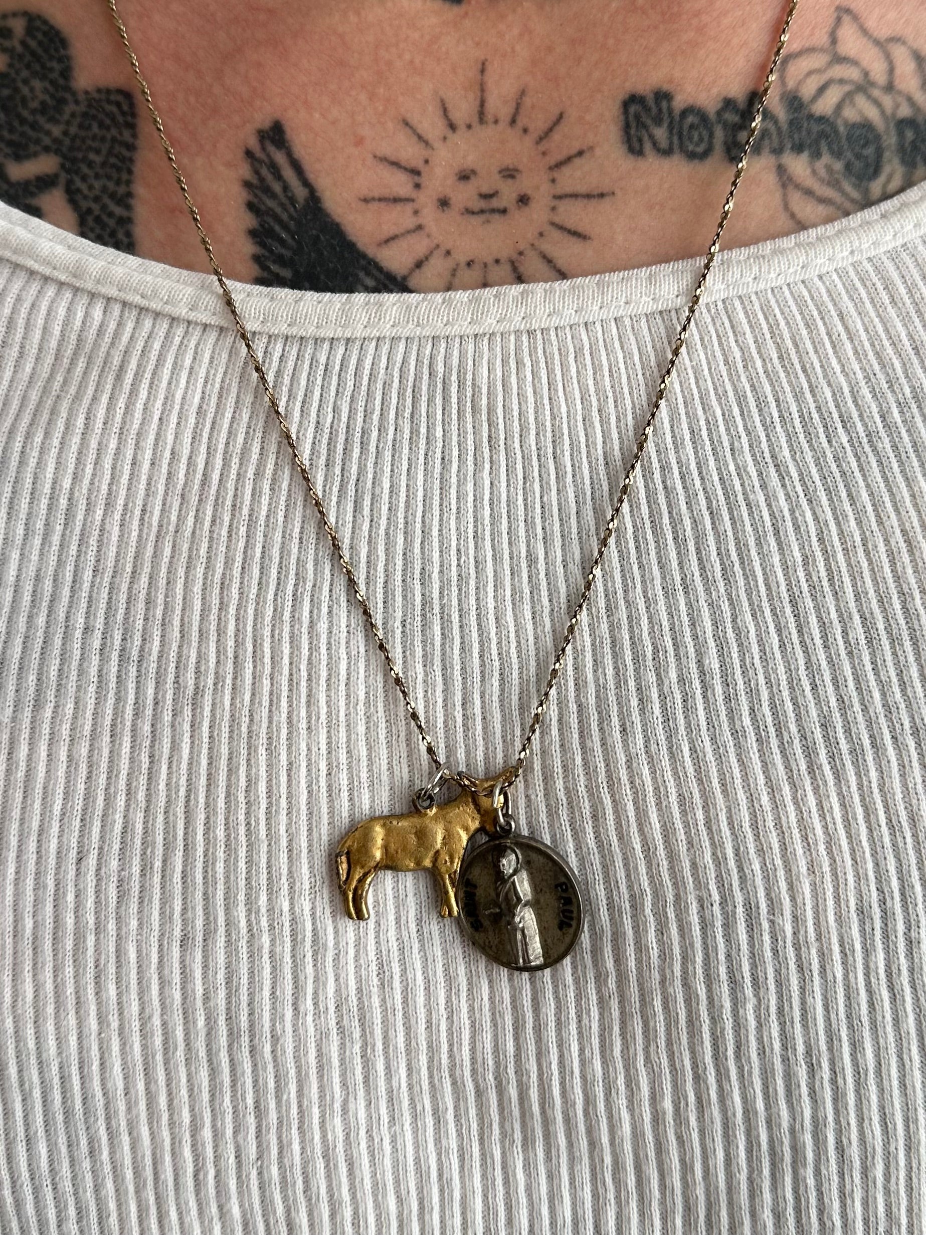 Saint Paul and Donkey Pendant Necklace