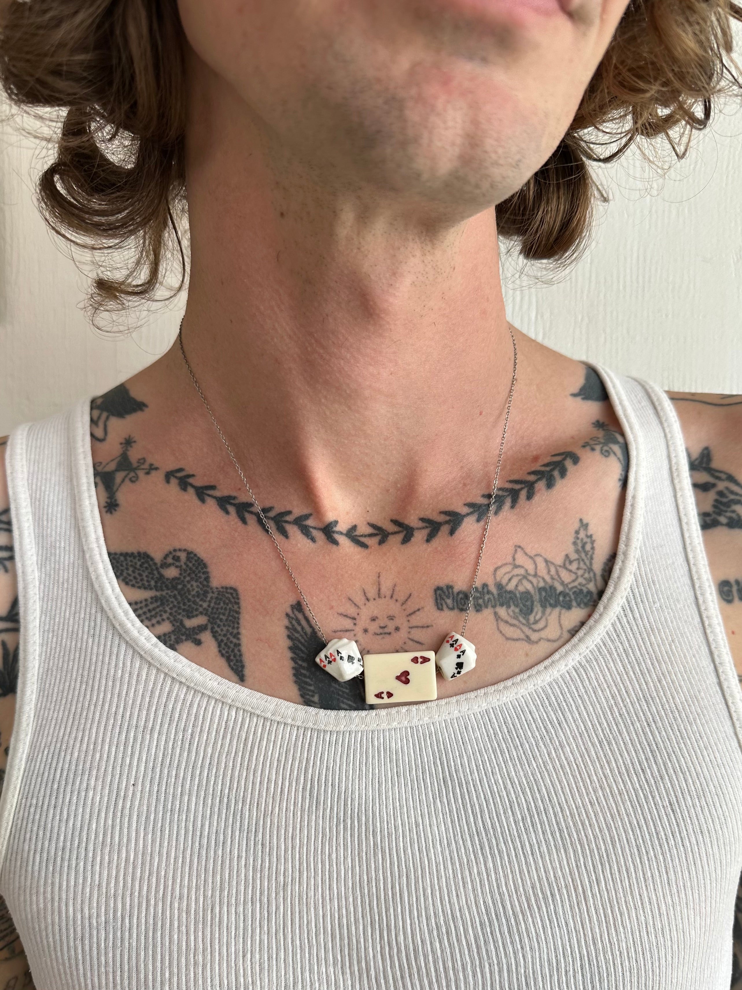 Three of a Kind Ace of Hearts Pendant Charm Necklace
