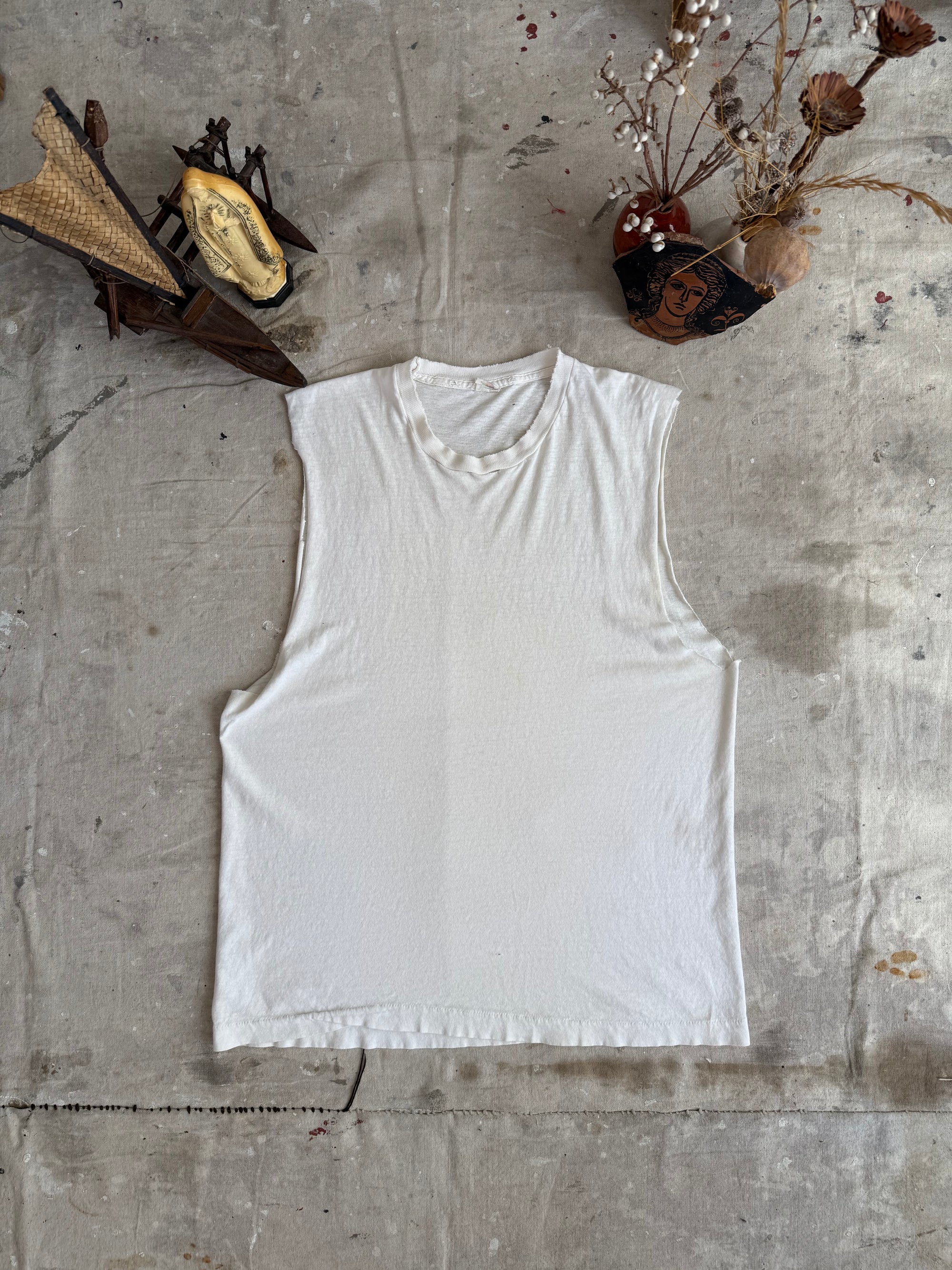 1980s Well Worn White Muscle Tee