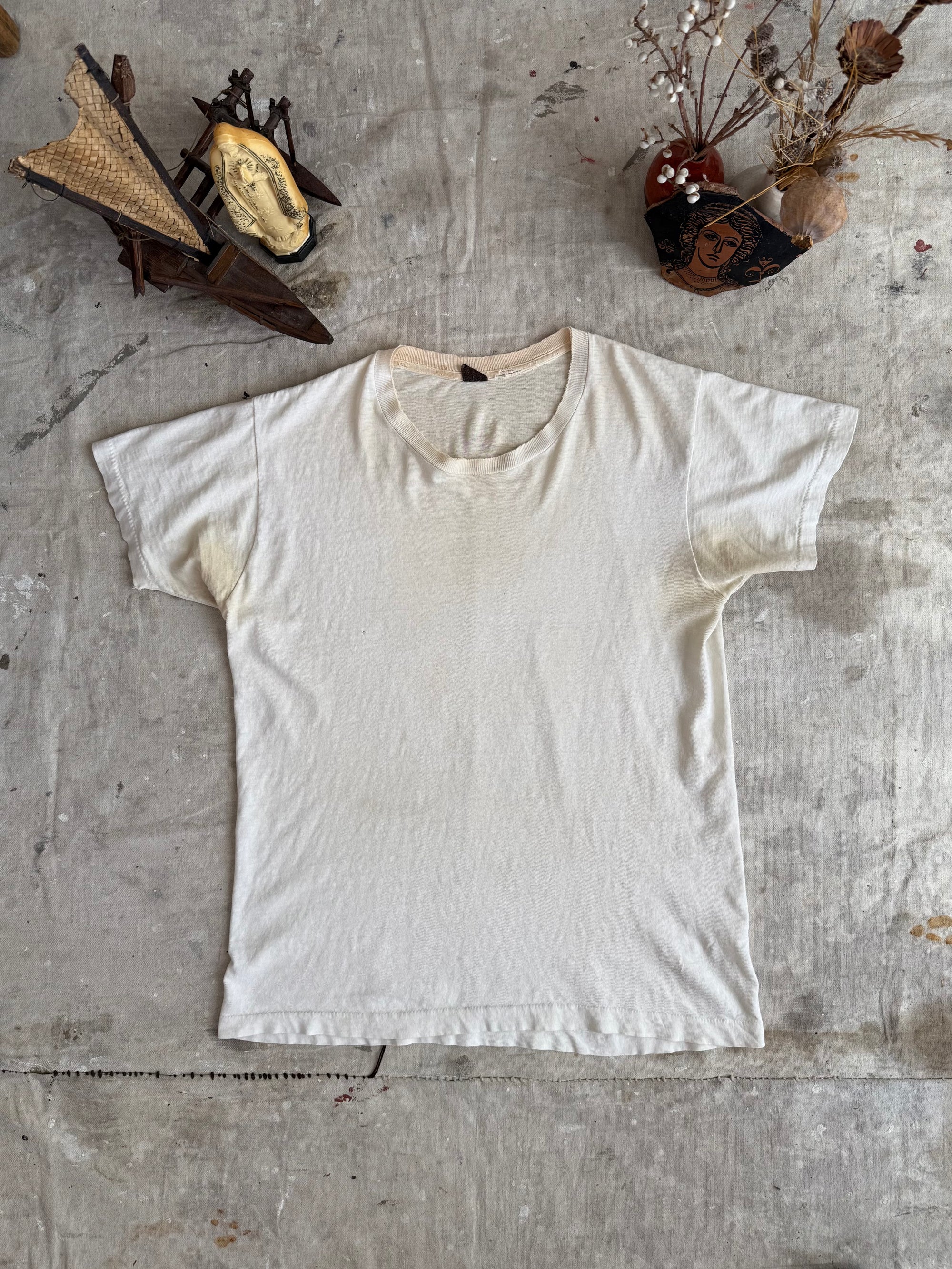 1980s Discolored White Blank