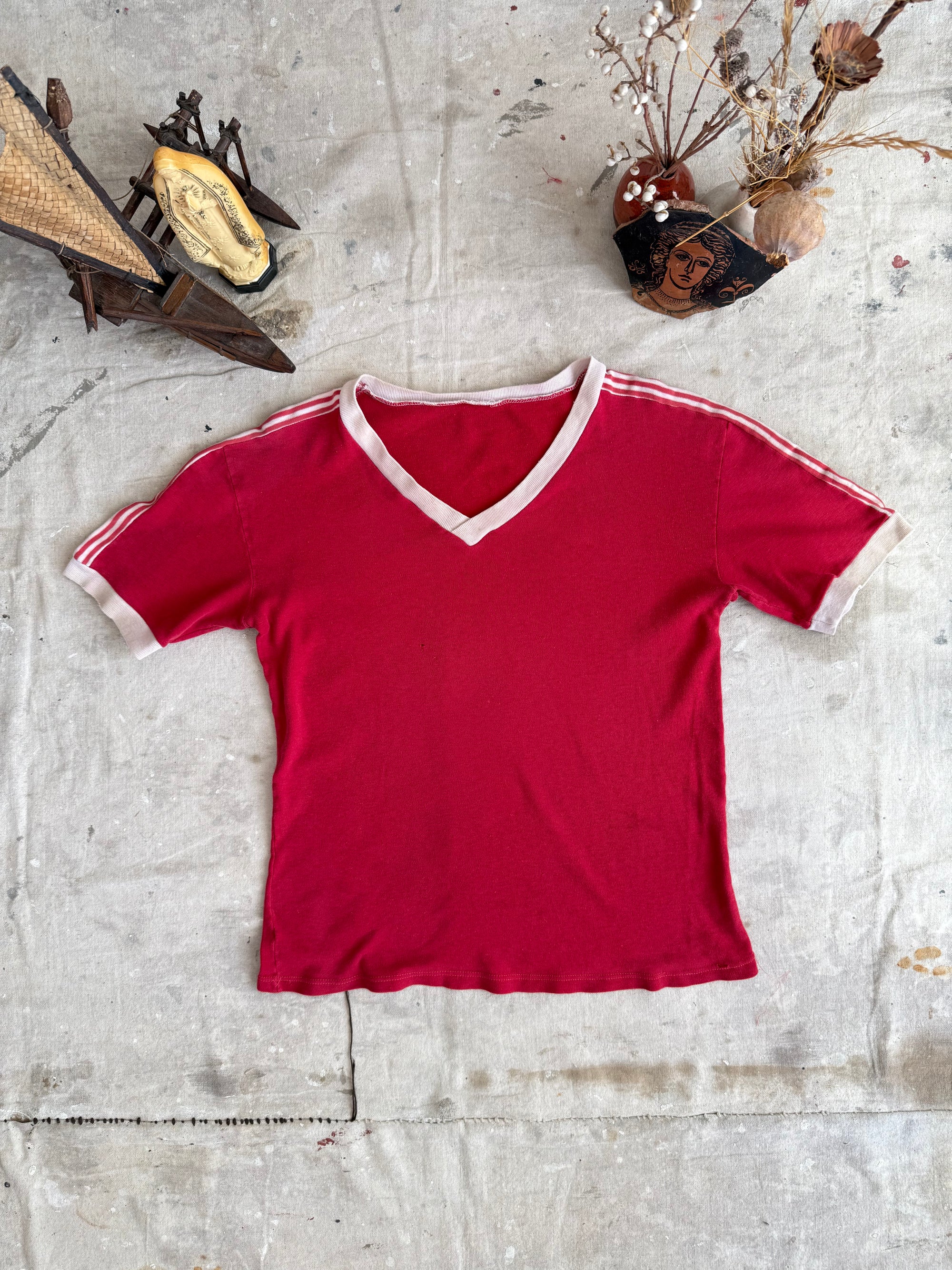 1970s Well Worn Athletic V-Neck