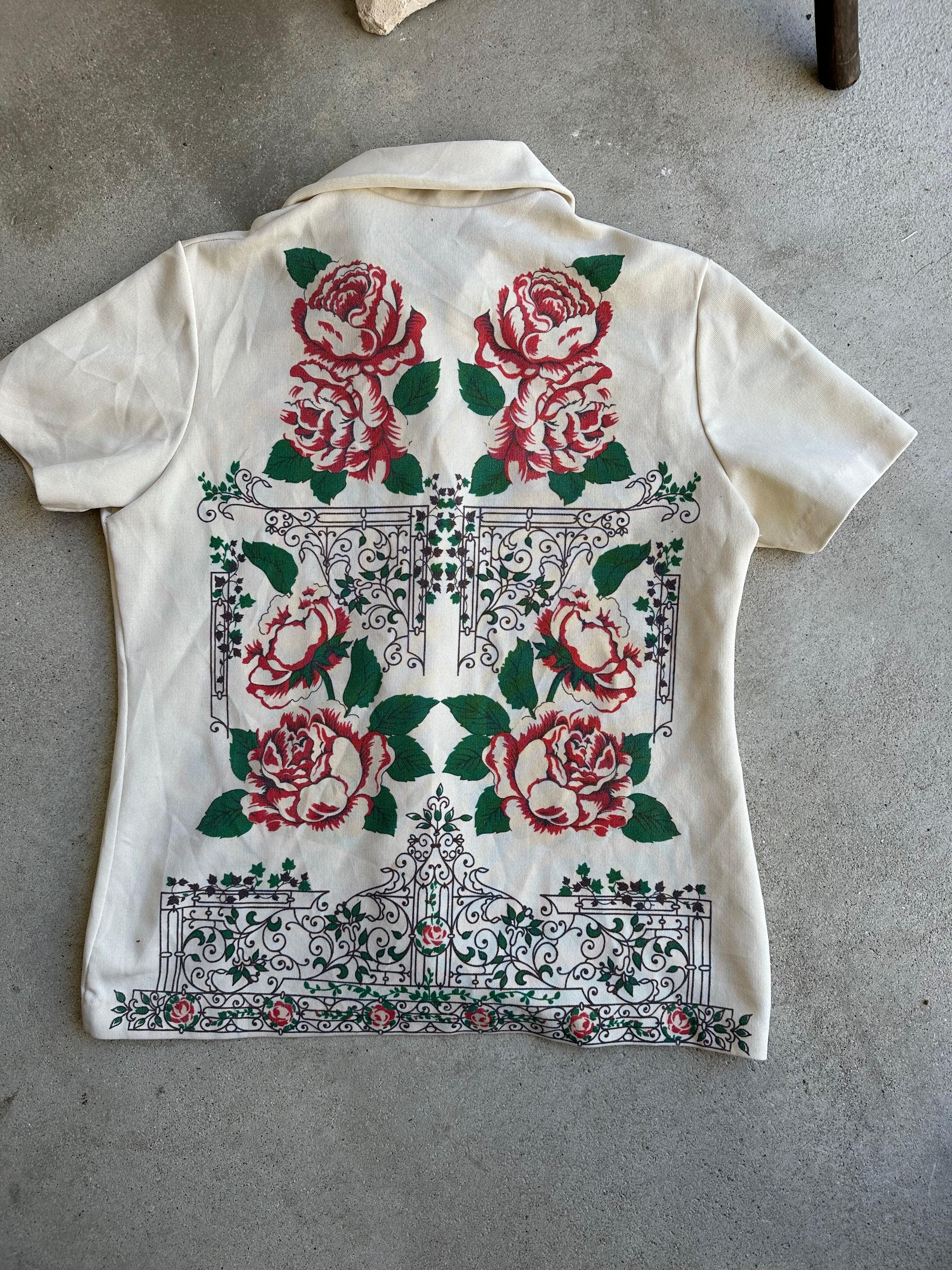 1970s Roses Button-Up (Boxy M)