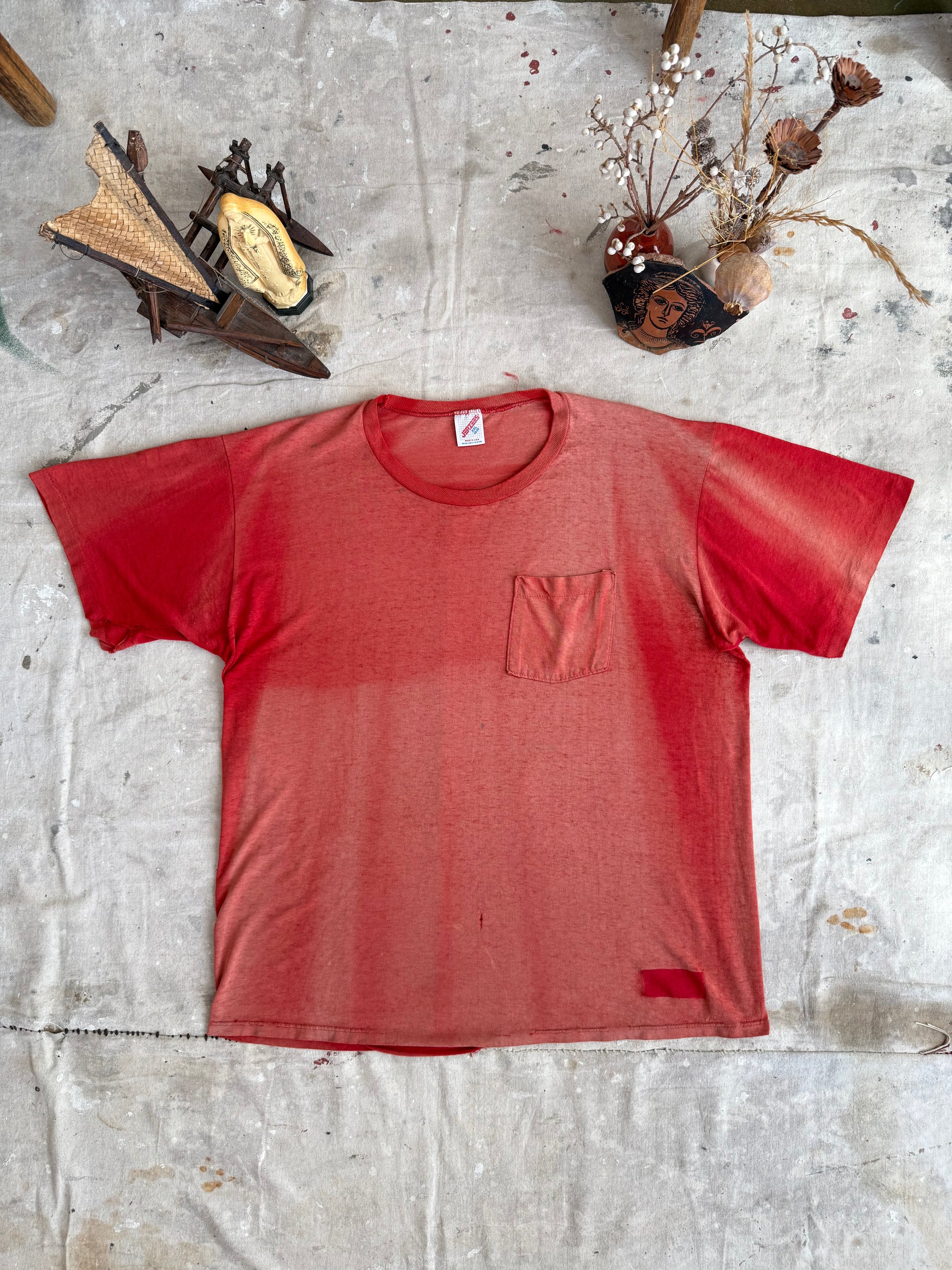 1980s Perfect Sunfaded Red Pocket Tee