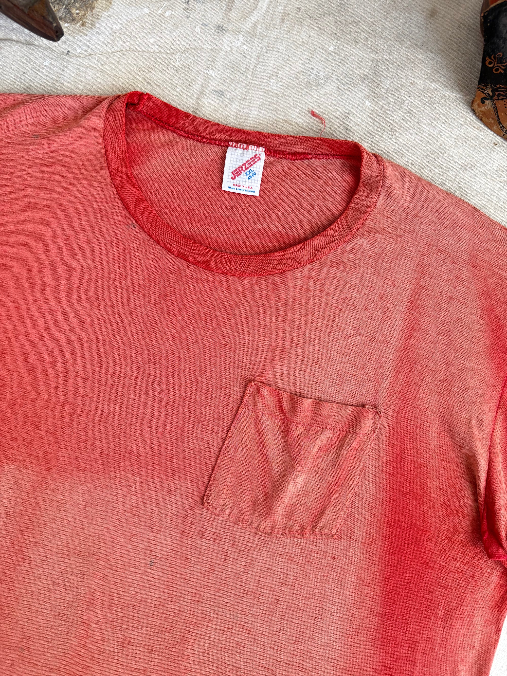 1980s Perfect Sunfaded Red Pocket Tee