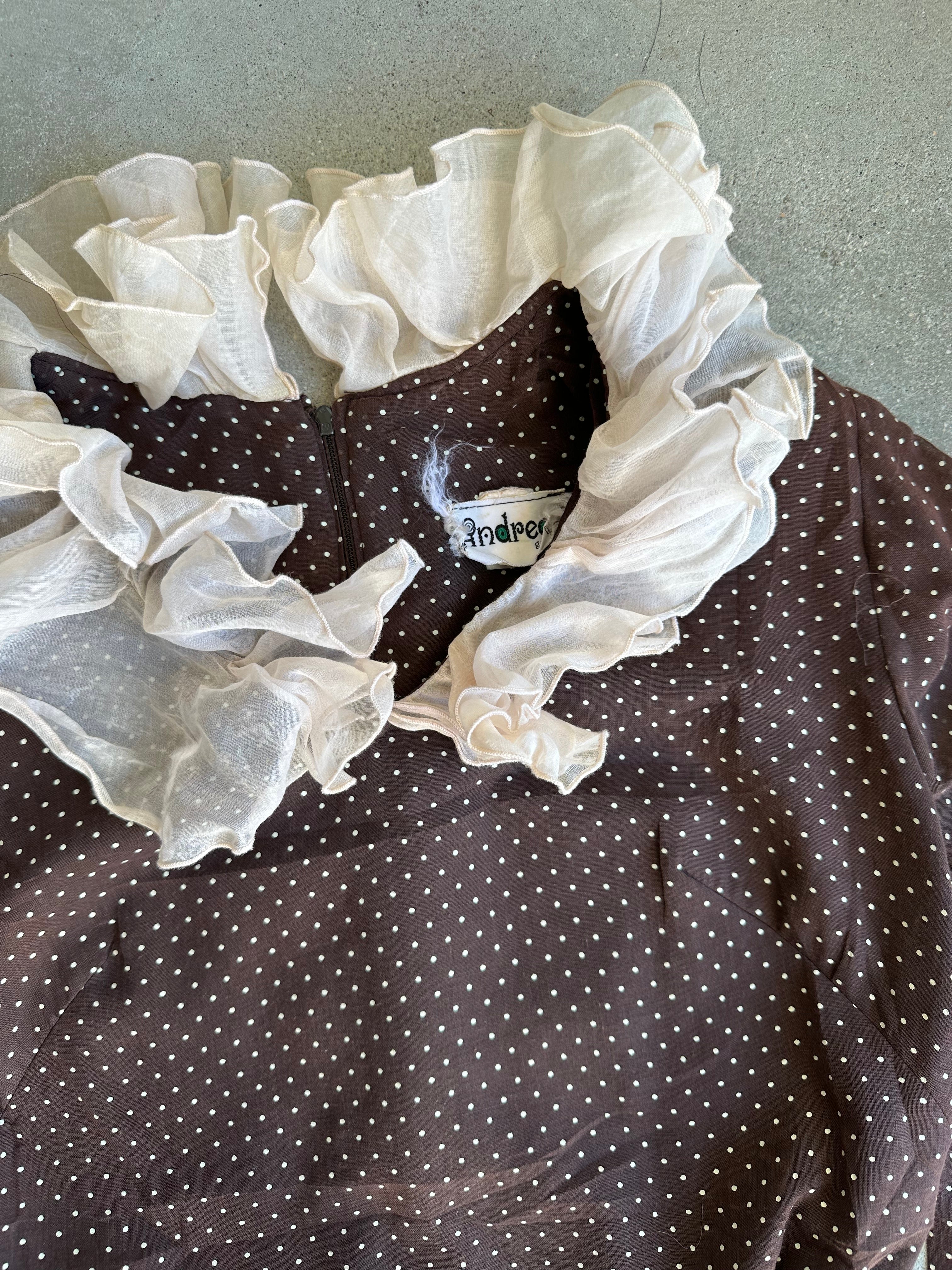 1970s Polka Dot Prairie Dress (M)