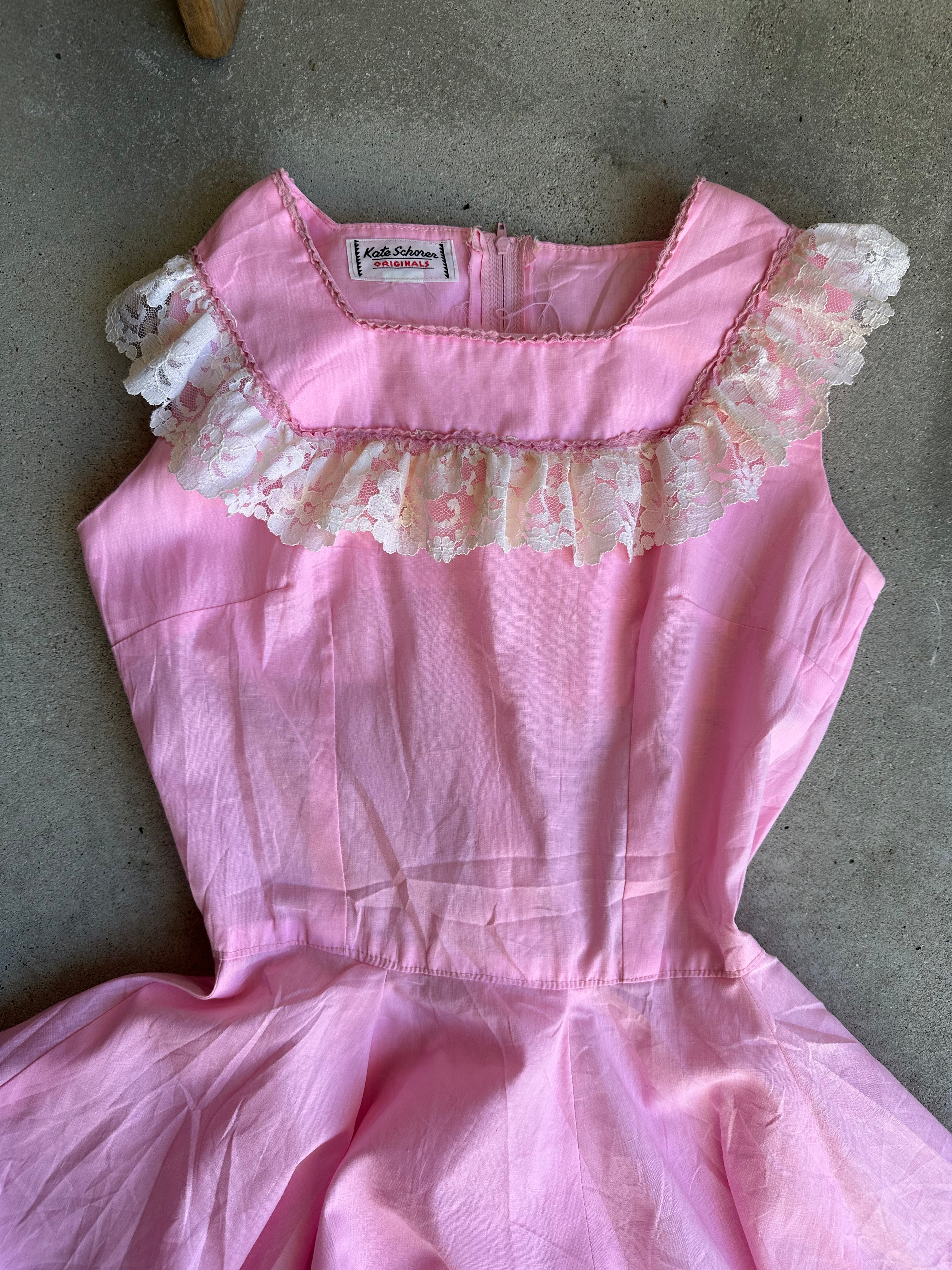 1960s Pink Frill Dress (XS/S)