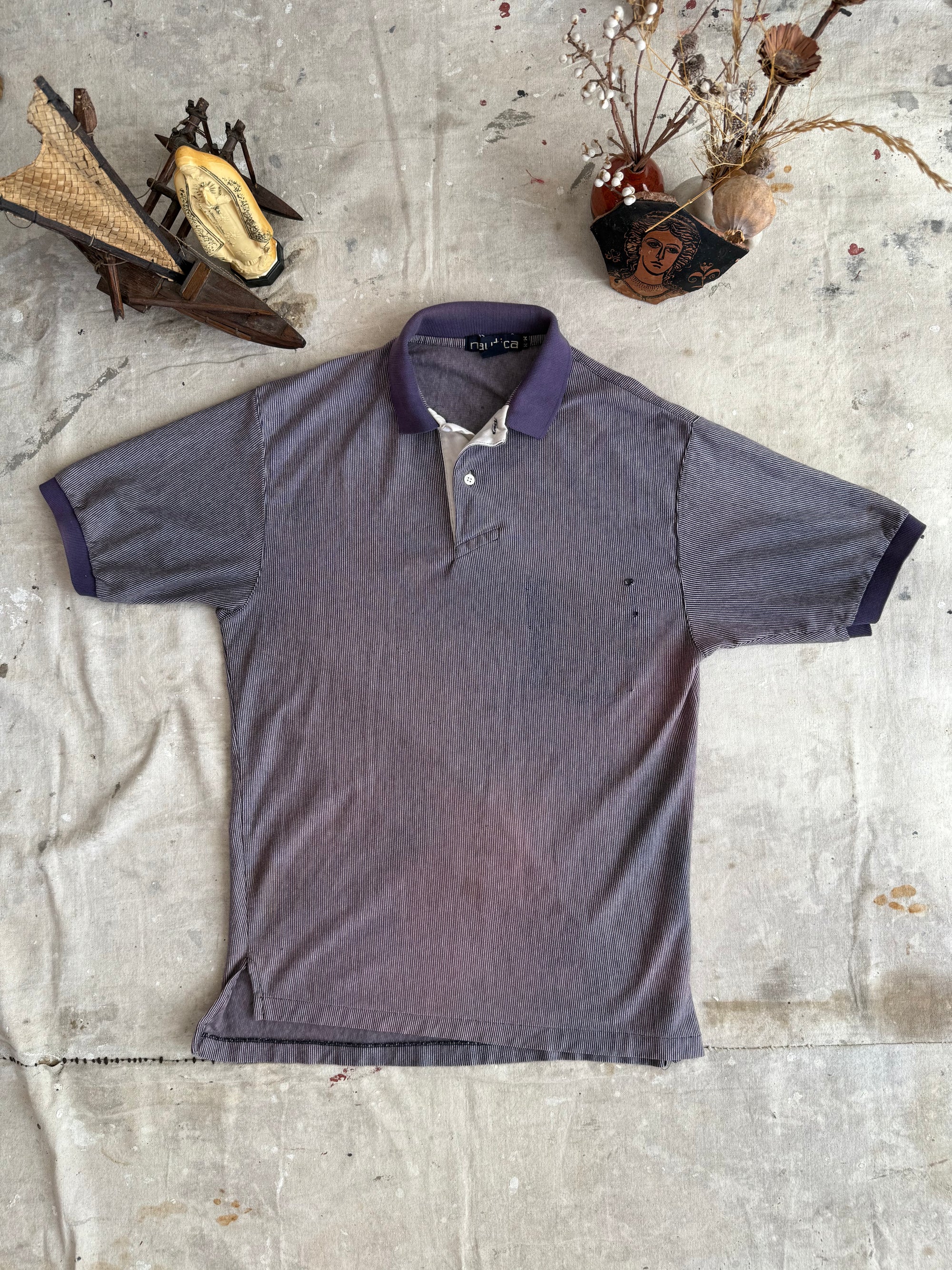 1990s Sunfaded Ghost Pocket Striped Polo