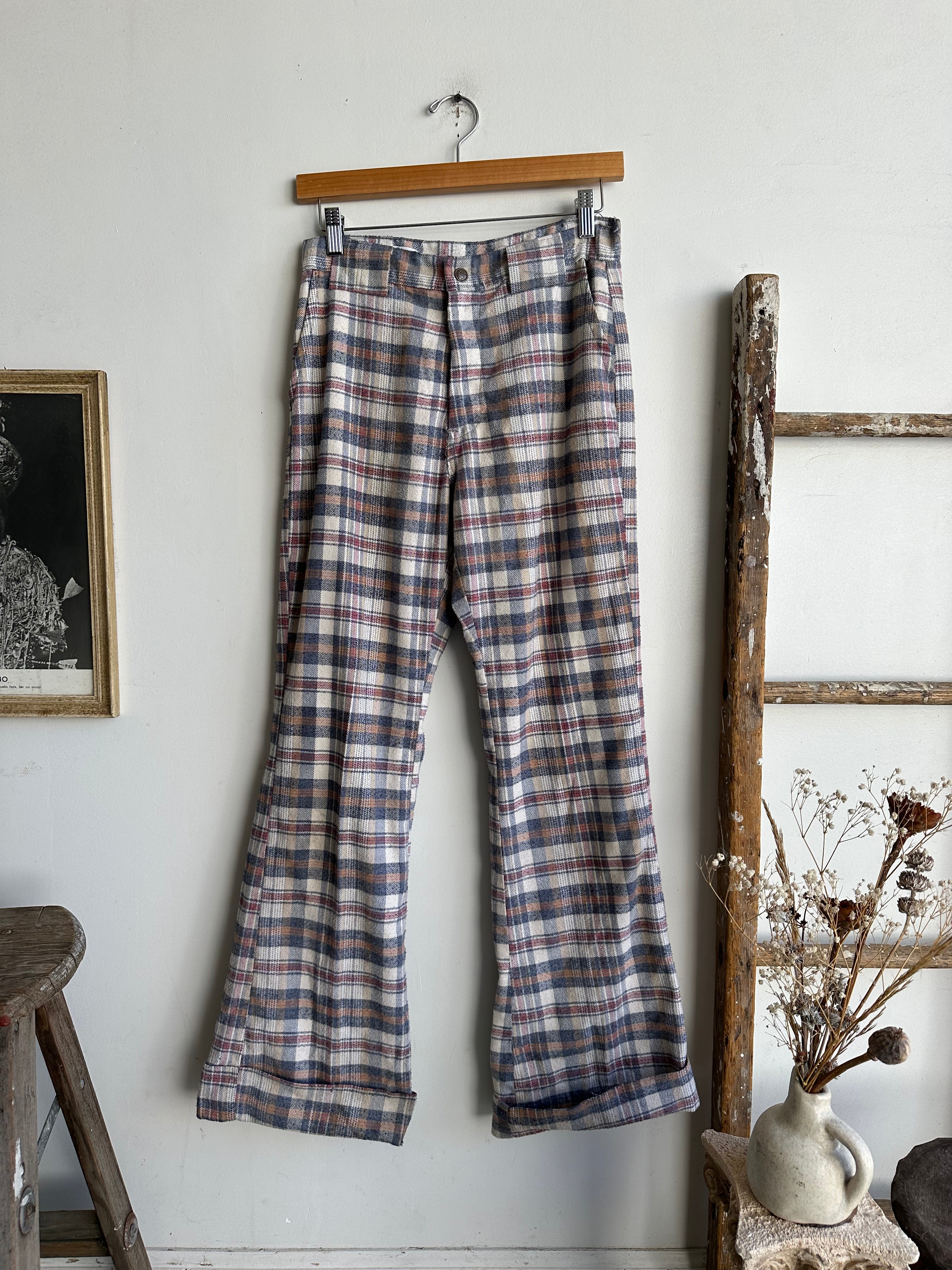 1970s Plaid Women’s Flared Trousers (29 x 30)