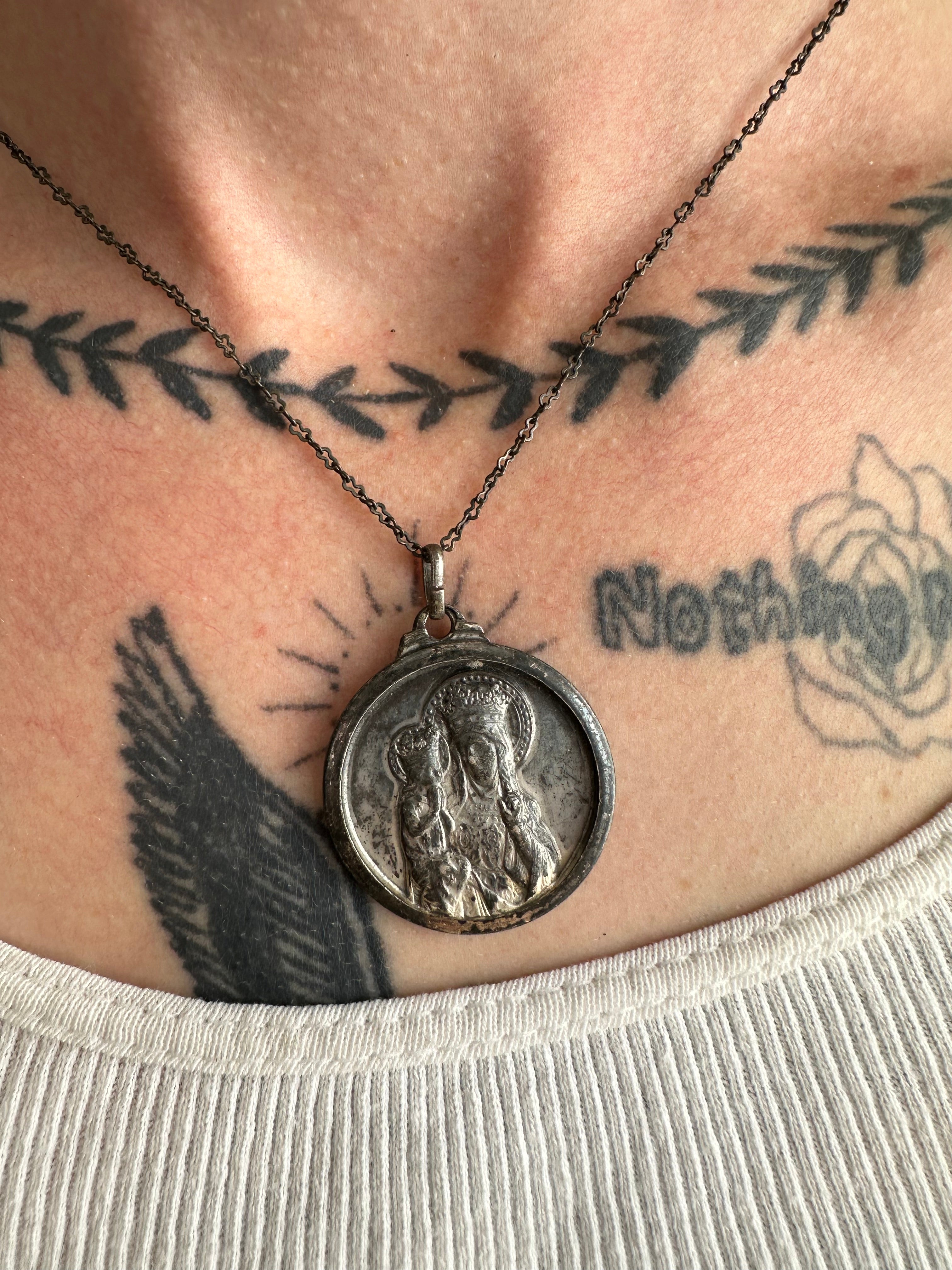 Vintage Chunky Mary and Cathedral Pendant Necklace