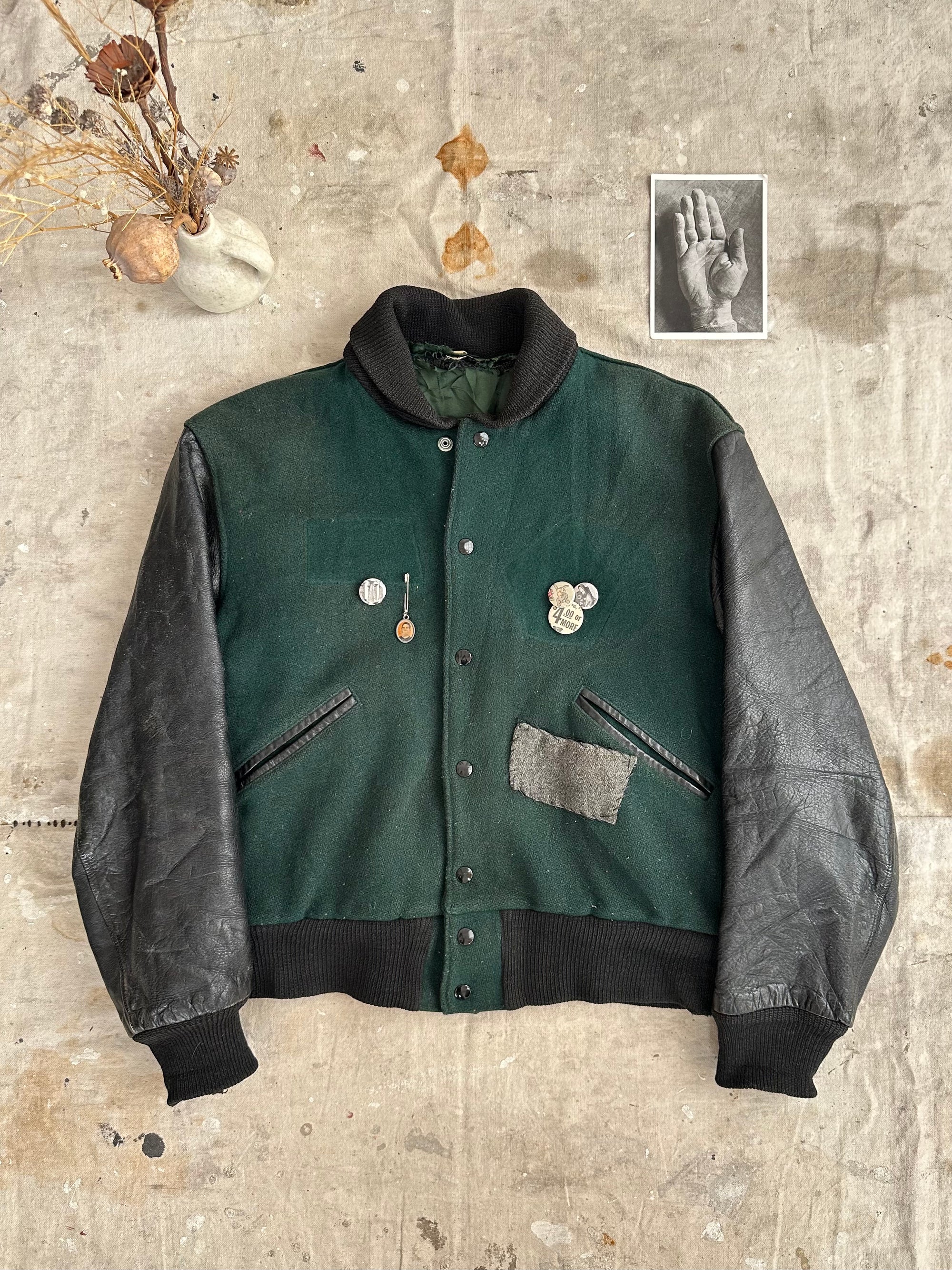 1950s Perfect Letterman Jacket W/ Soft Leather Sleeves