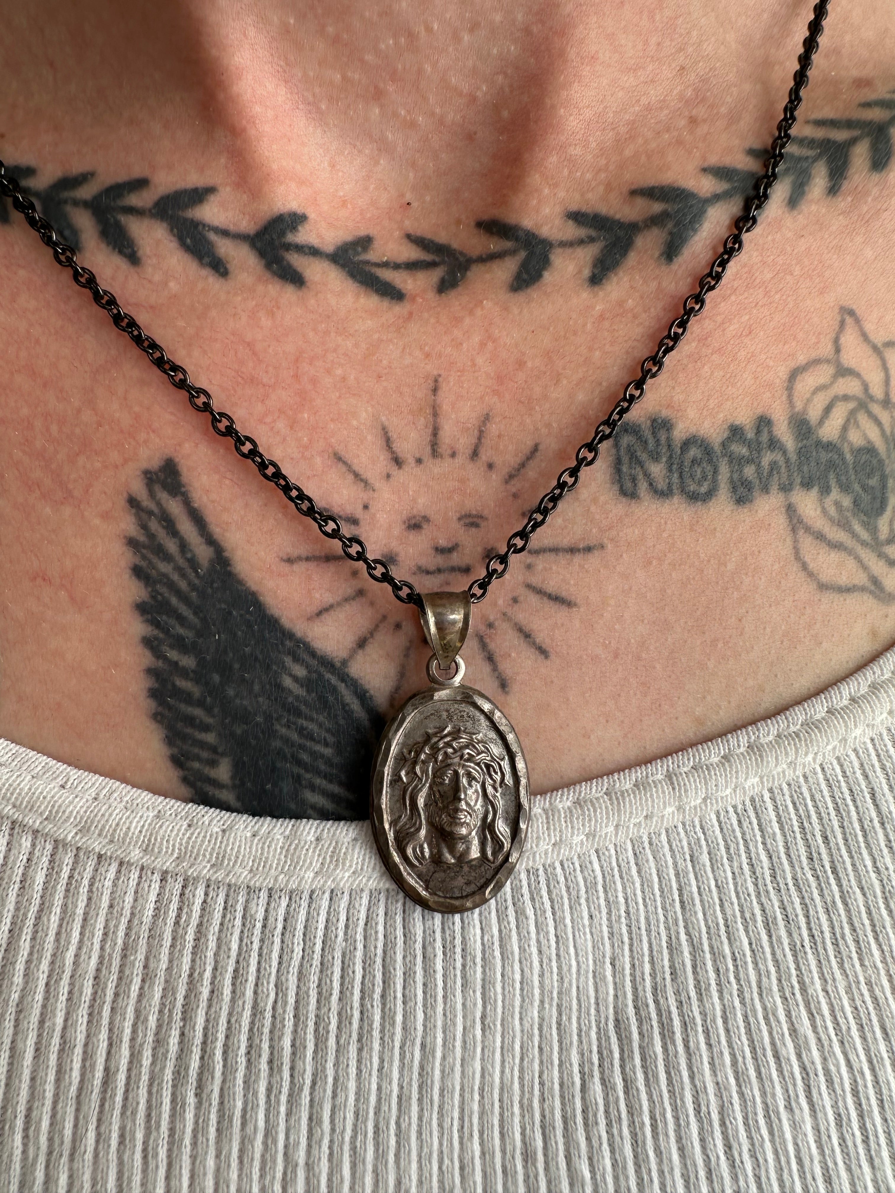 Jesus Christ W/ Crown of Thorns Pendant Necklace