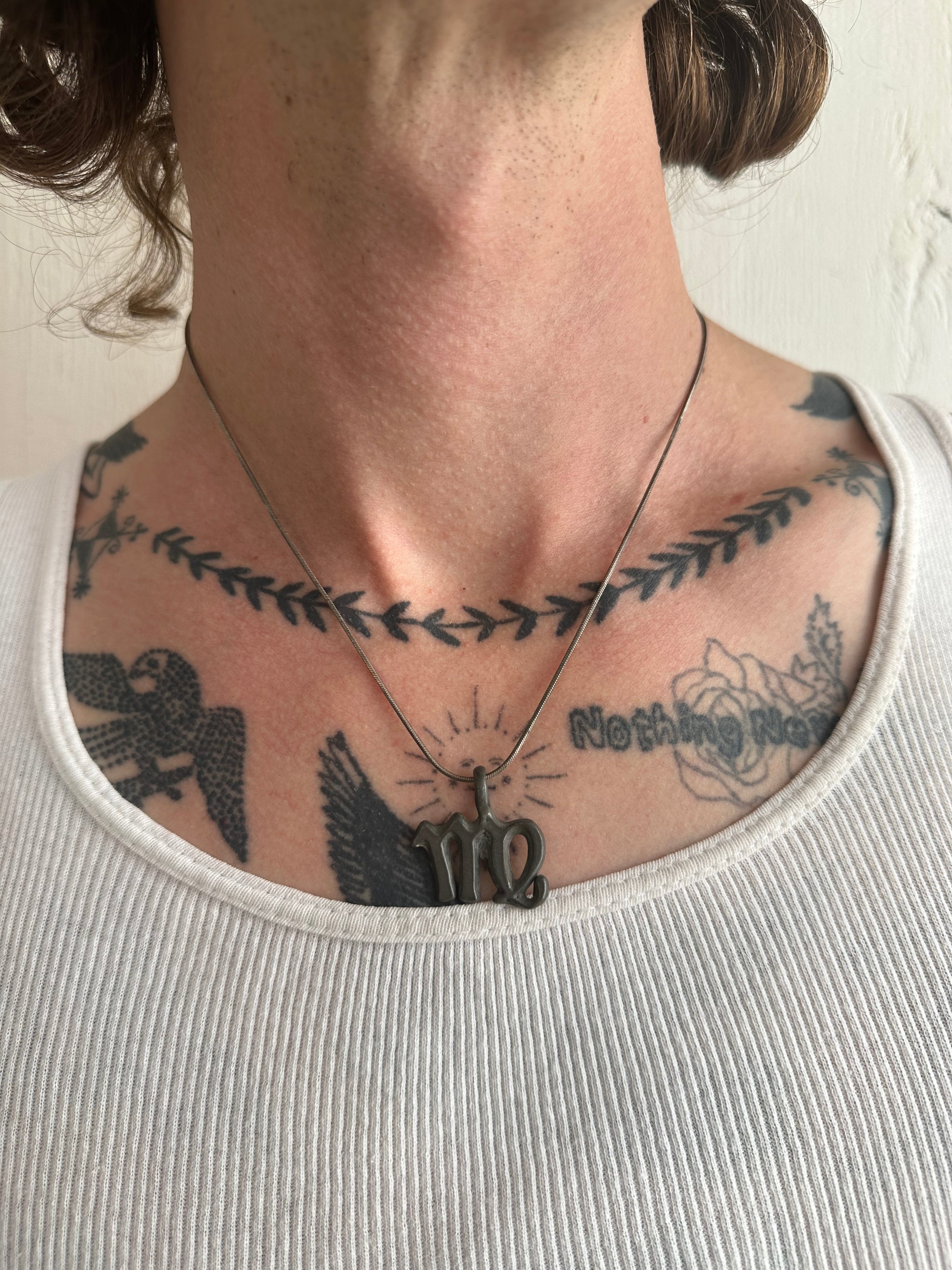 Vintage Virgo Zodiac Symbol Necklace