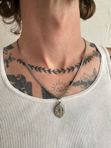 Vintage Mother Mary Pendant Necklace W/ Braided Chain