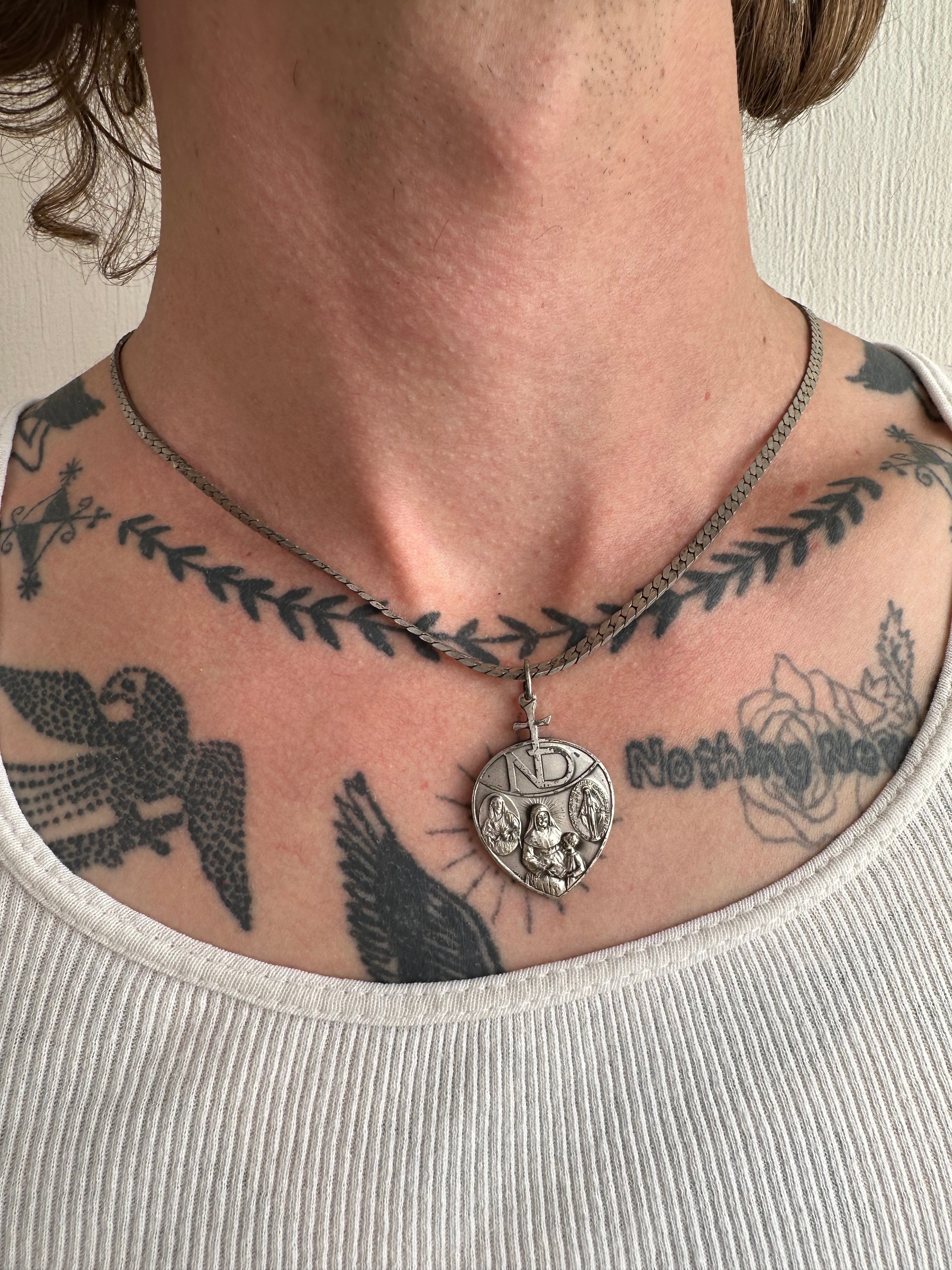 Religious Pendant Necklace W/ Braided Chain