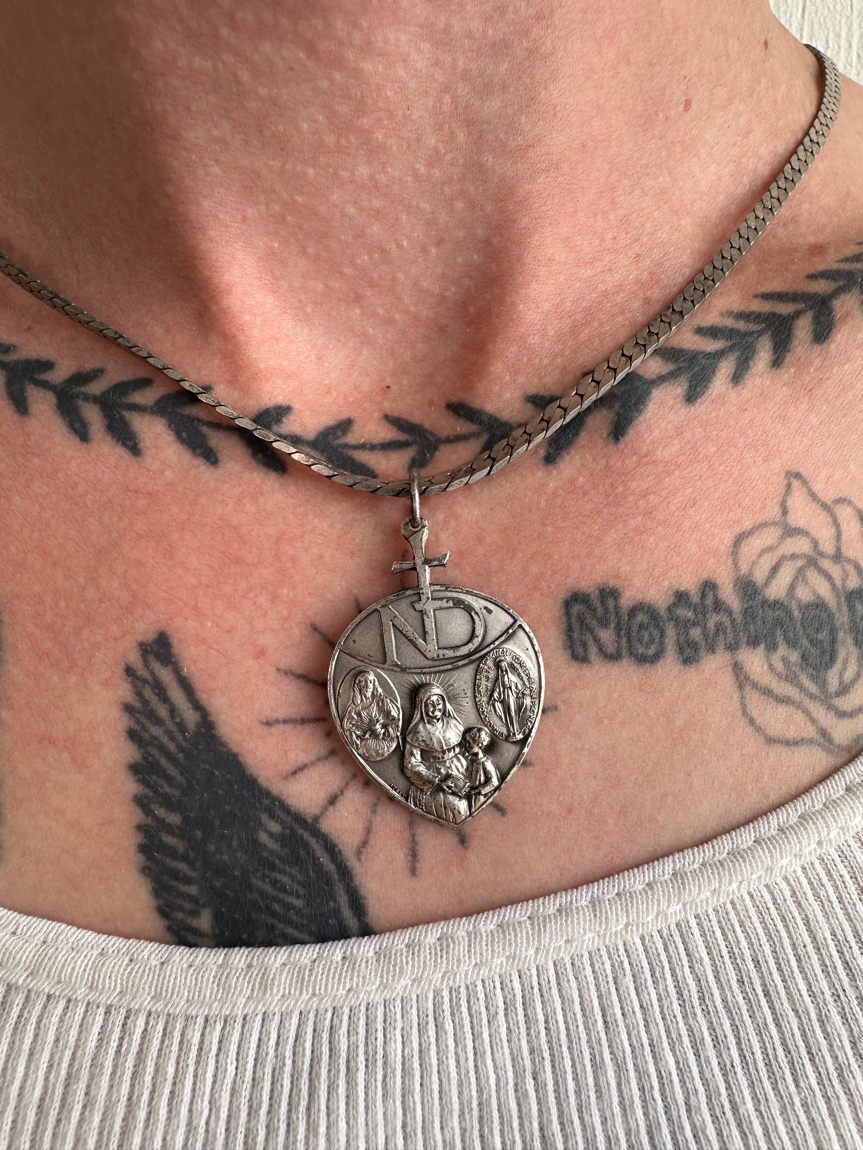 Religious Pendant Necklace W/ Braided Chain