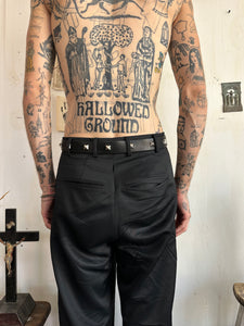 Black Leather Hand Studded Belt (38”)