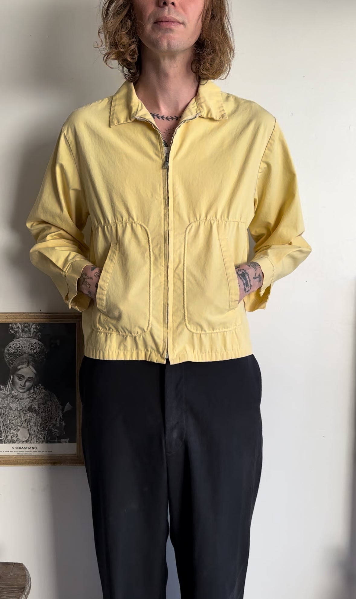 1950s Faded Yellow Work Jacket (S/M)