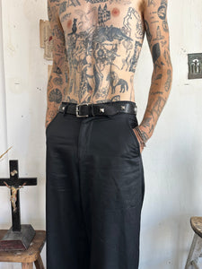 Black Leather Hand Studded Belt (38”)