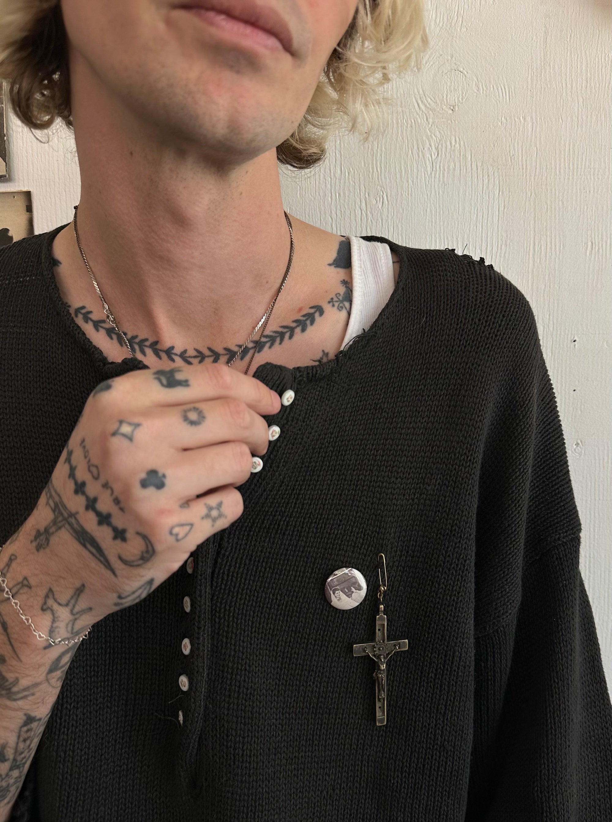 1980s DVF Rayon Cotton Baggy Knit W/ Pins