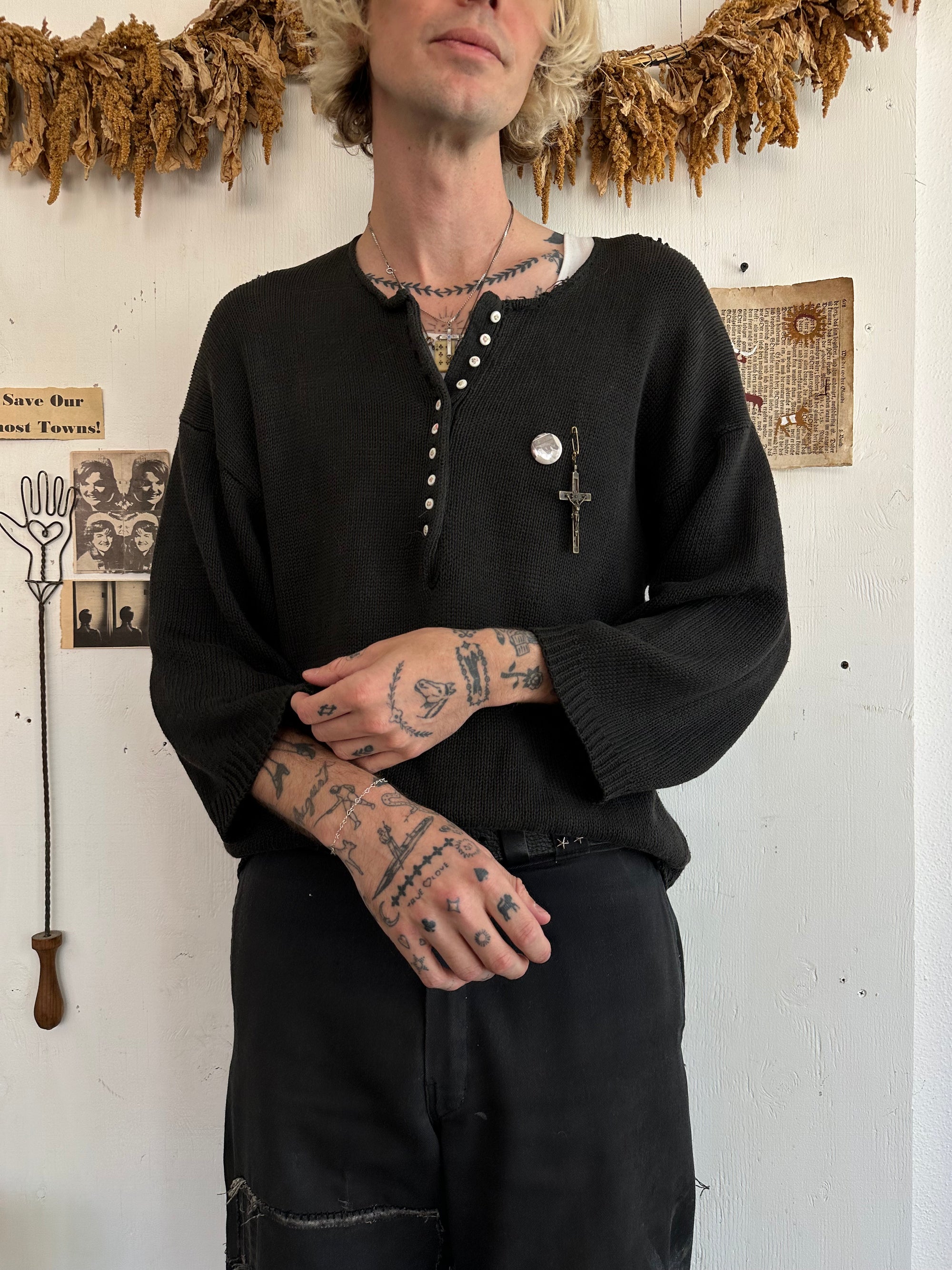 1980s DVF Rayon Cotton Baggy Knit W/ Pins