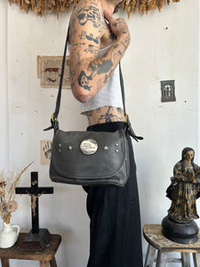Vintage Hand Studded Coach Leather Bag W/ Pin