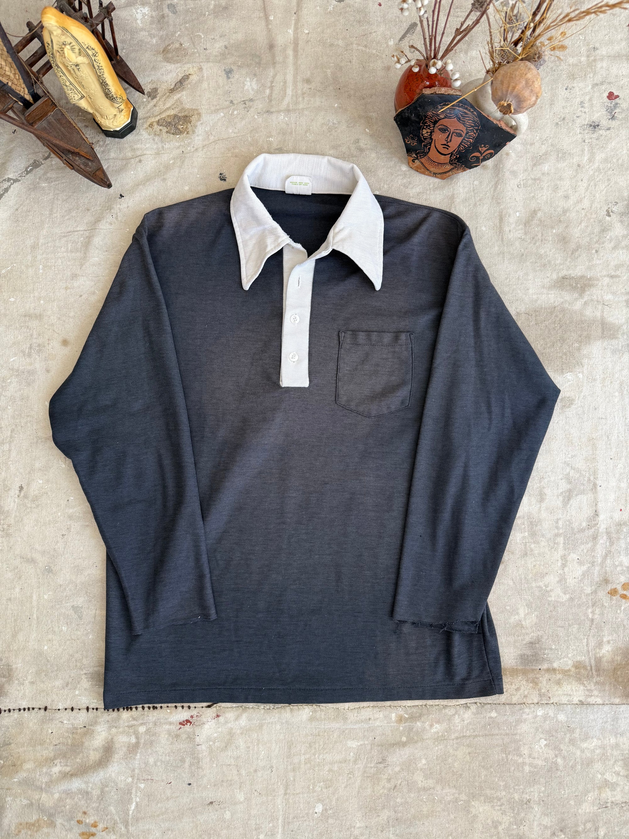 1970s Faded Long Sleeve Polo