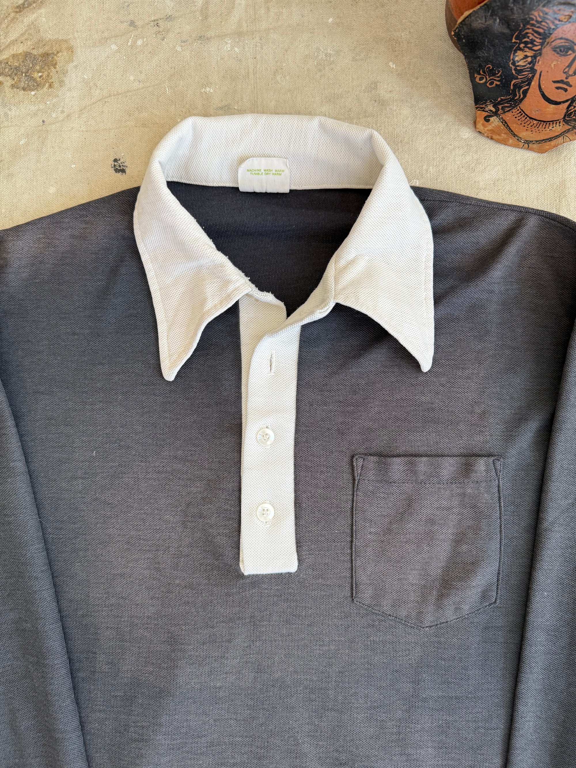 1970s Faded Long Sleeve Polo