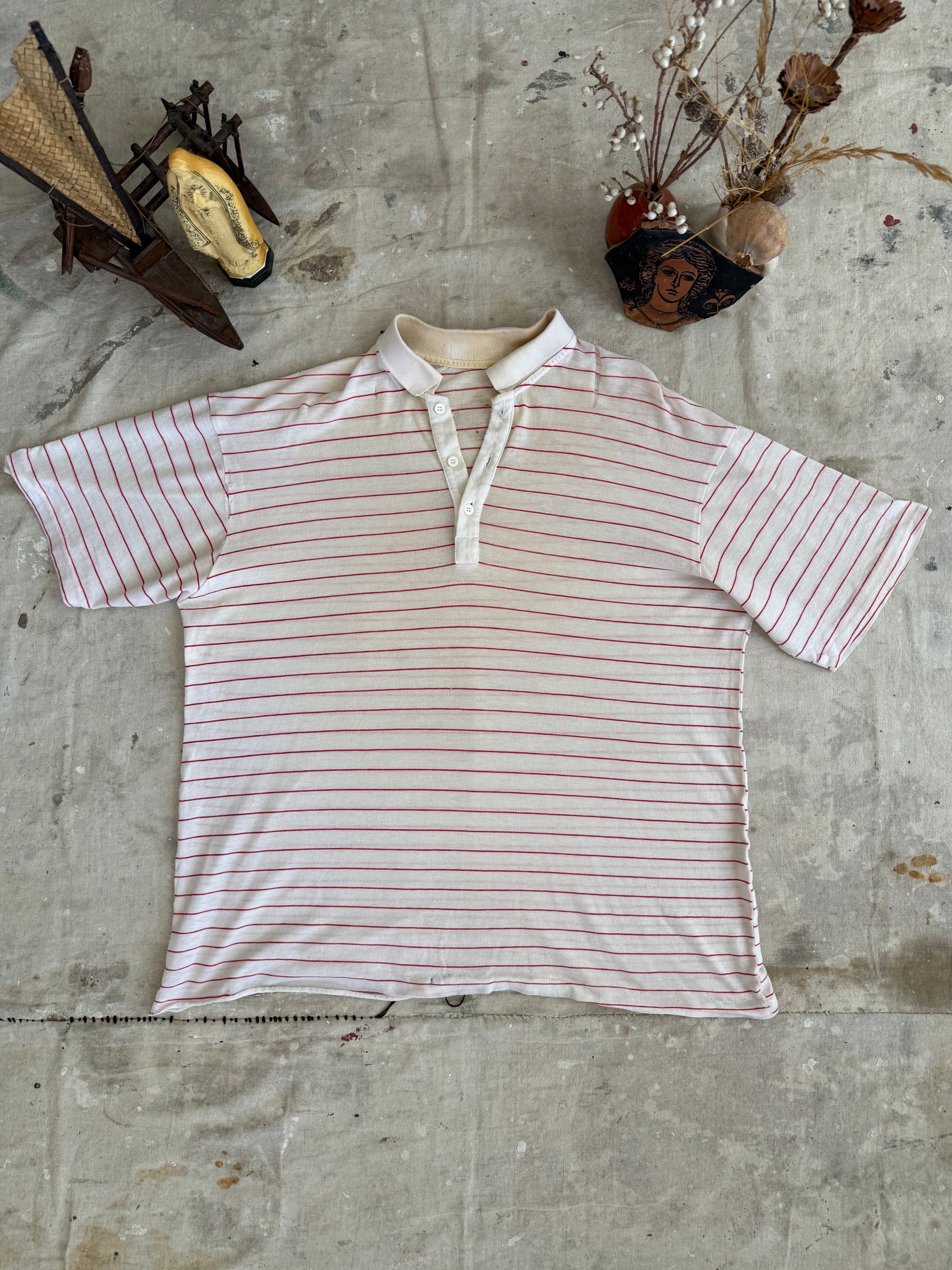 1980s Paper Thin Striped Polo