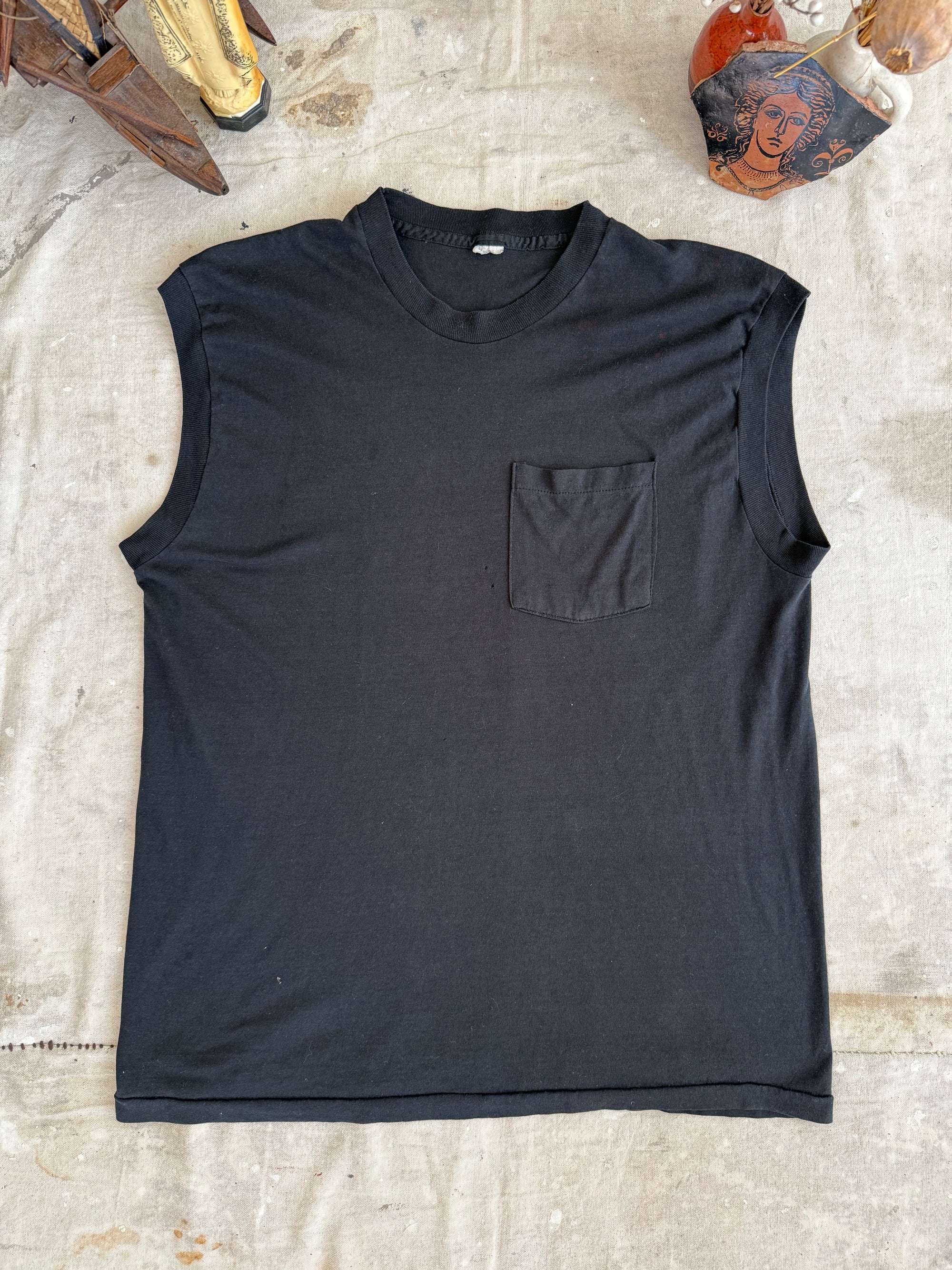 1980s Paper Thin Black Muscle Tee