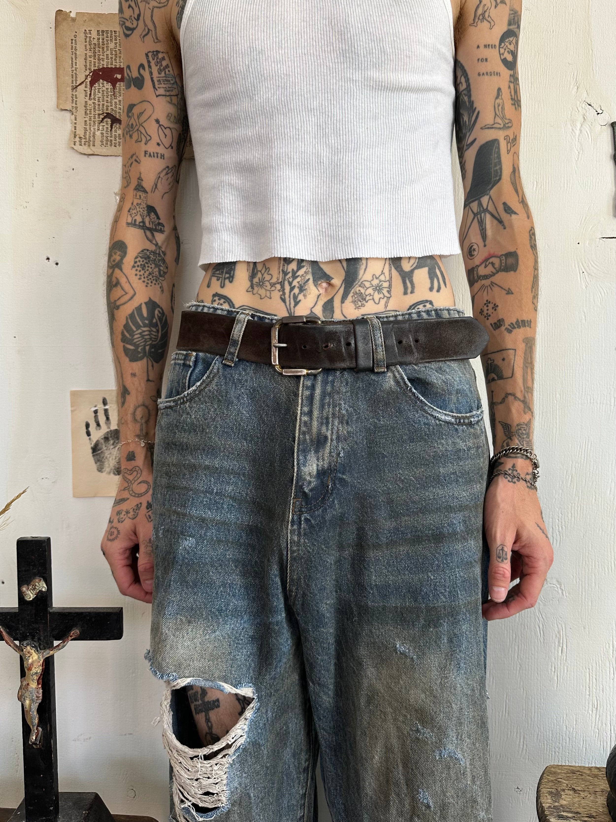 Vintage Suede Leather Belt (35”)