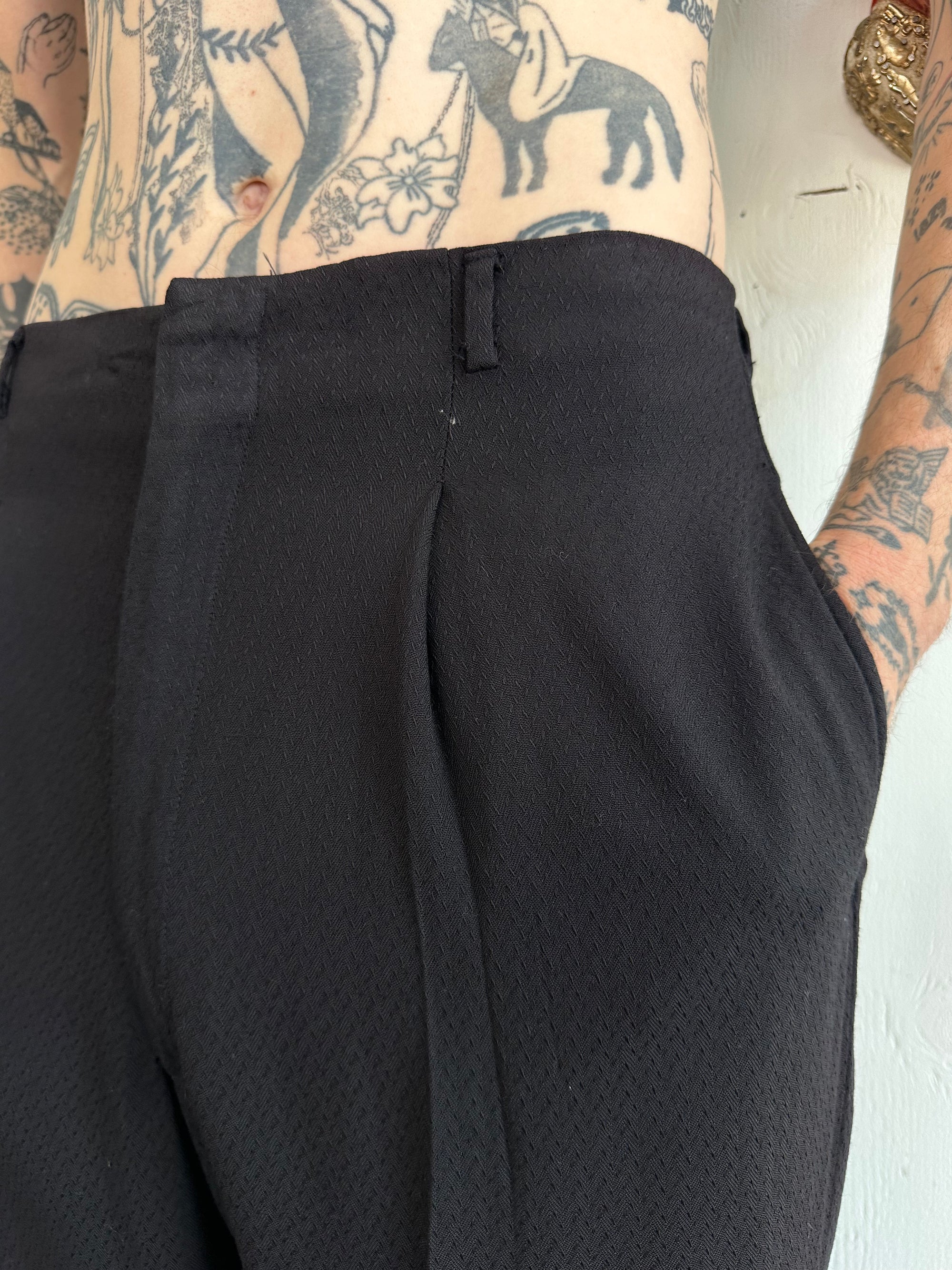 1950s Textured Pleated Rayon Trousers